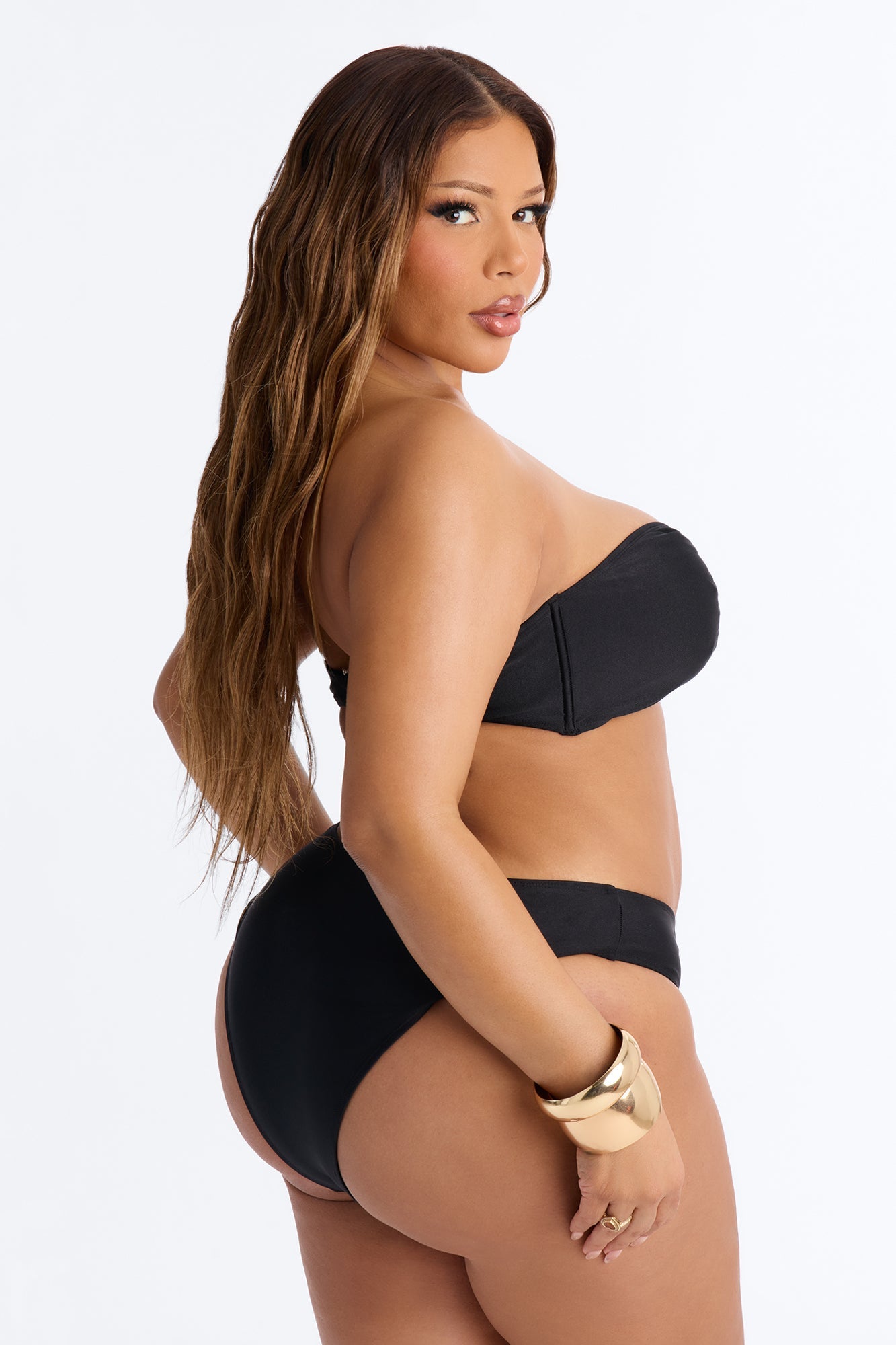 Eloise 2 Piece Strapless Bandeau Bikini Set - Black