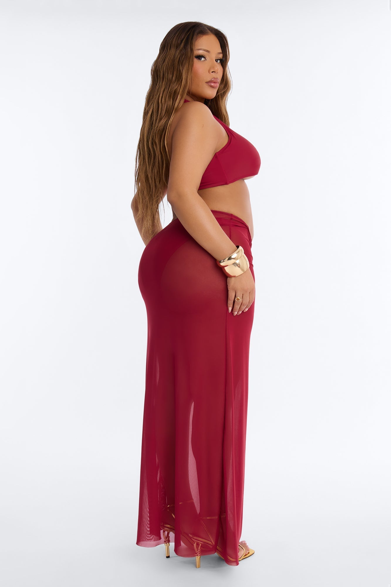 Till Sunrise Bikini And Coverup Skirt - Burgundy NEWFASHIONEDGE