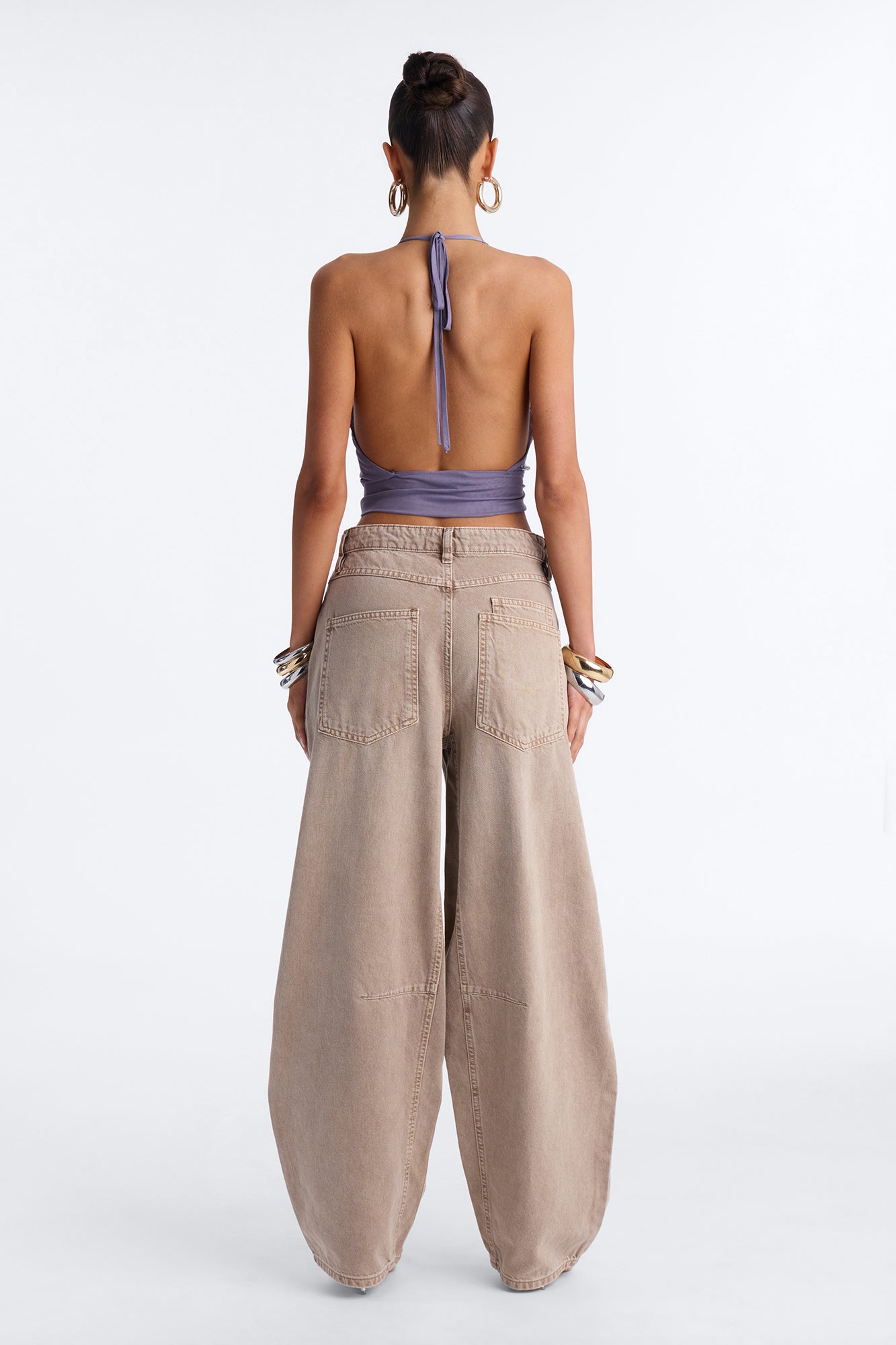 Segal Low Rise Baggy Taper Leg Pant - Mocha