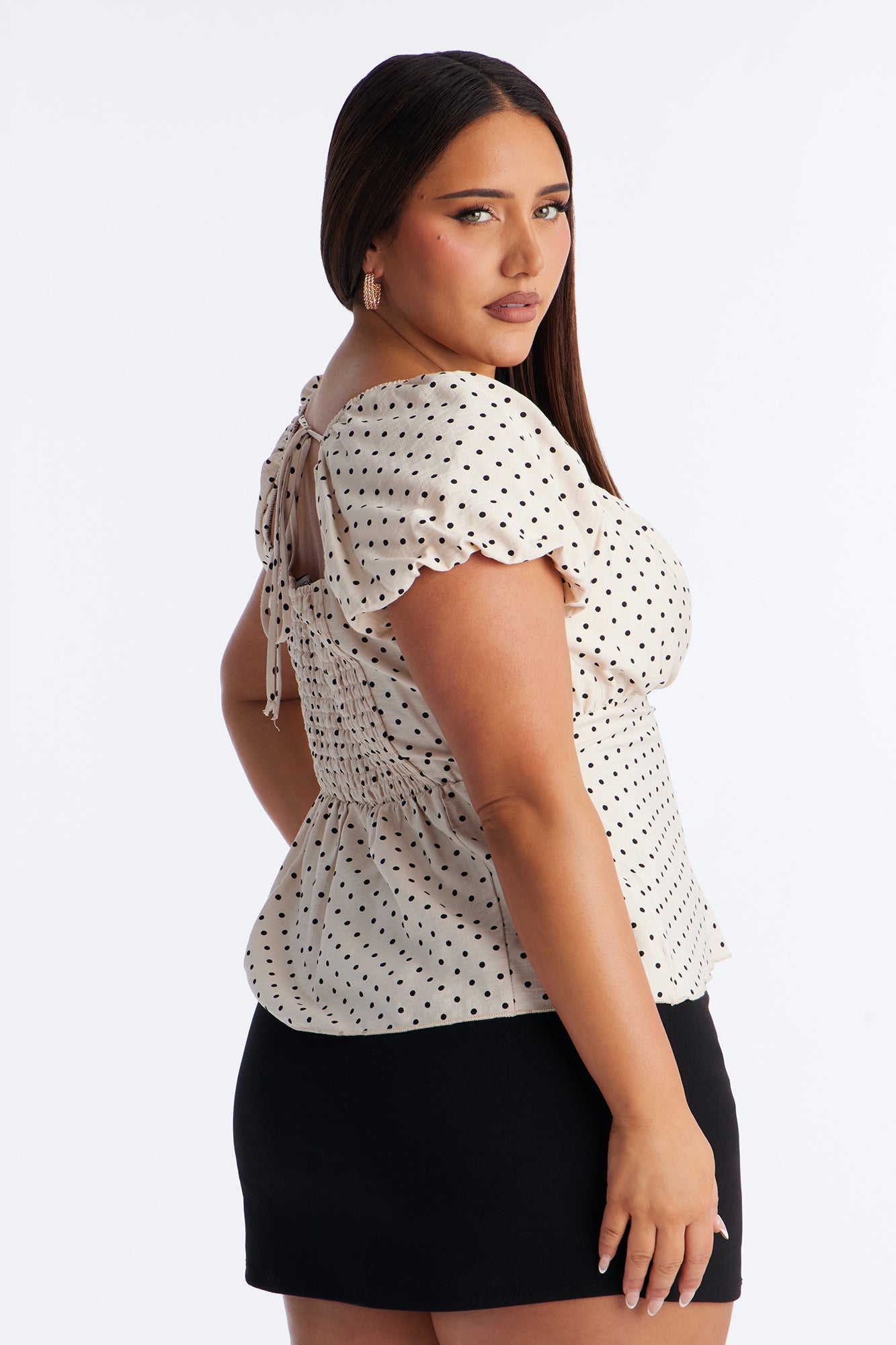 Clancy Polka Dot Babydoll Top - White/Black