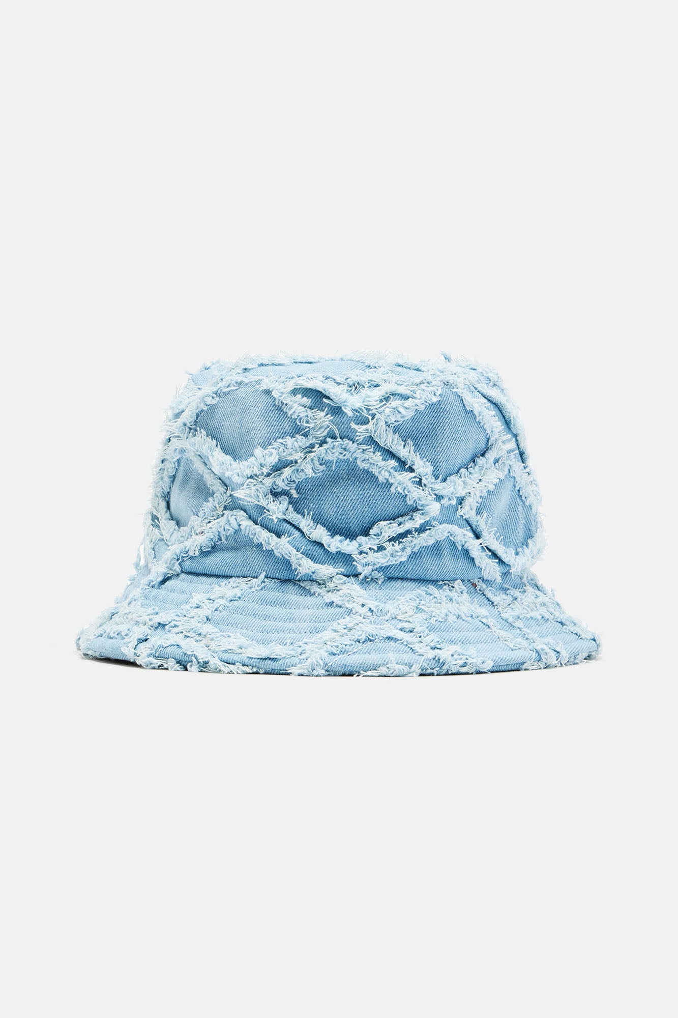 Frayed Denim Bucket Hat - Blue