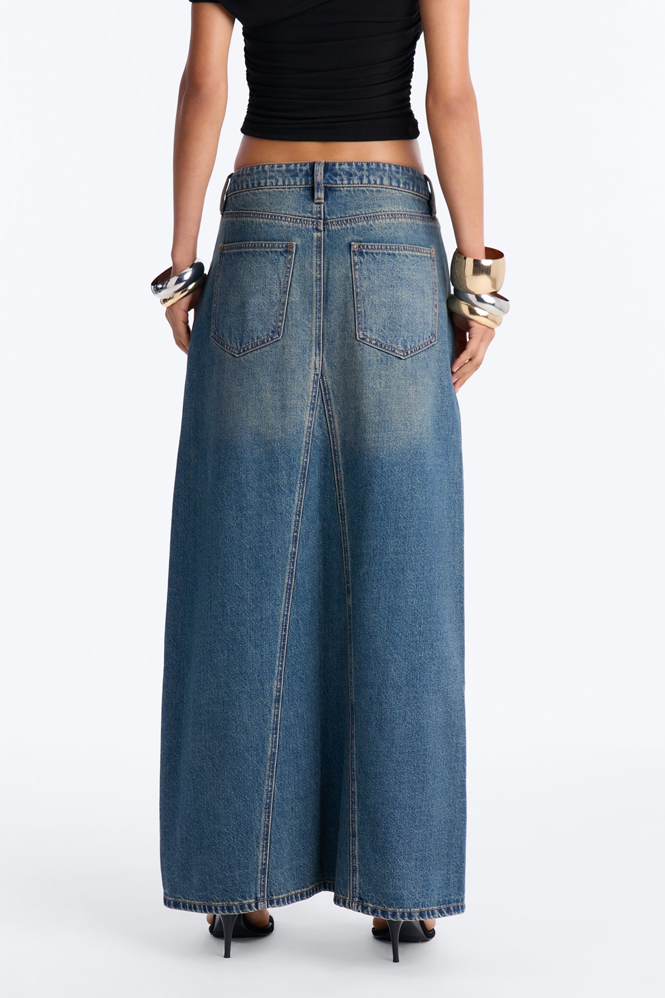 Playing For Keeps Denim Maxi Skirt - Vintage Wash NEWFASHIONEDGE