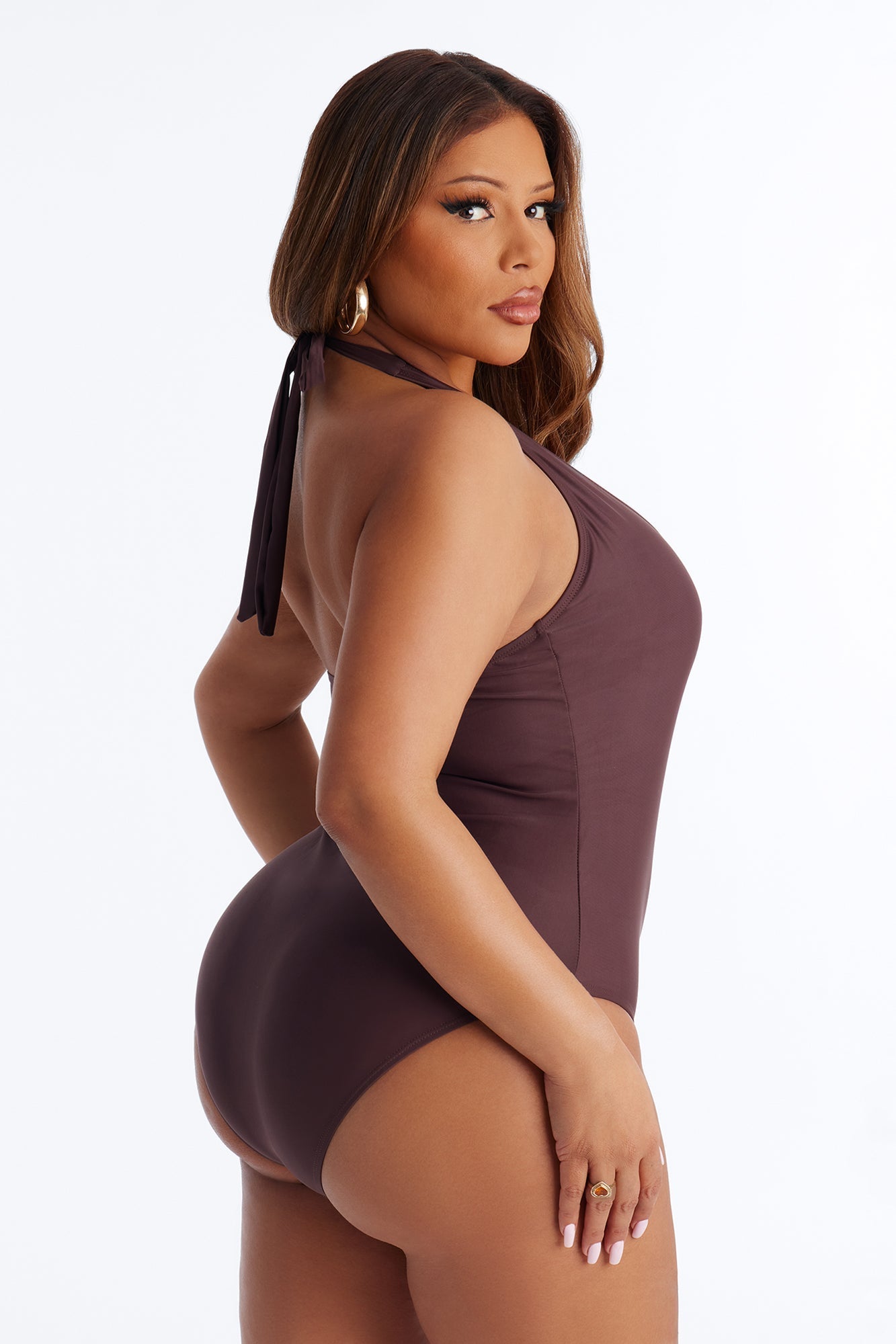 Summer Fling Scoop Neck 1 Piece Swimsuit - Chocolate NEWFASHIONEDGE