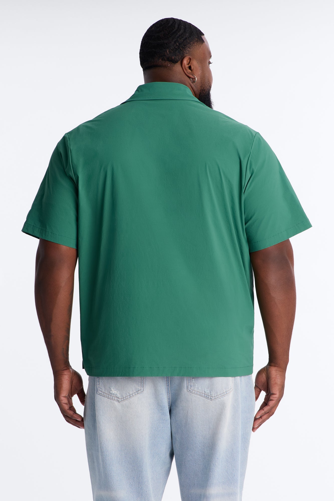 Montez Cuban Collar Button Up Shirt - Hunter Green