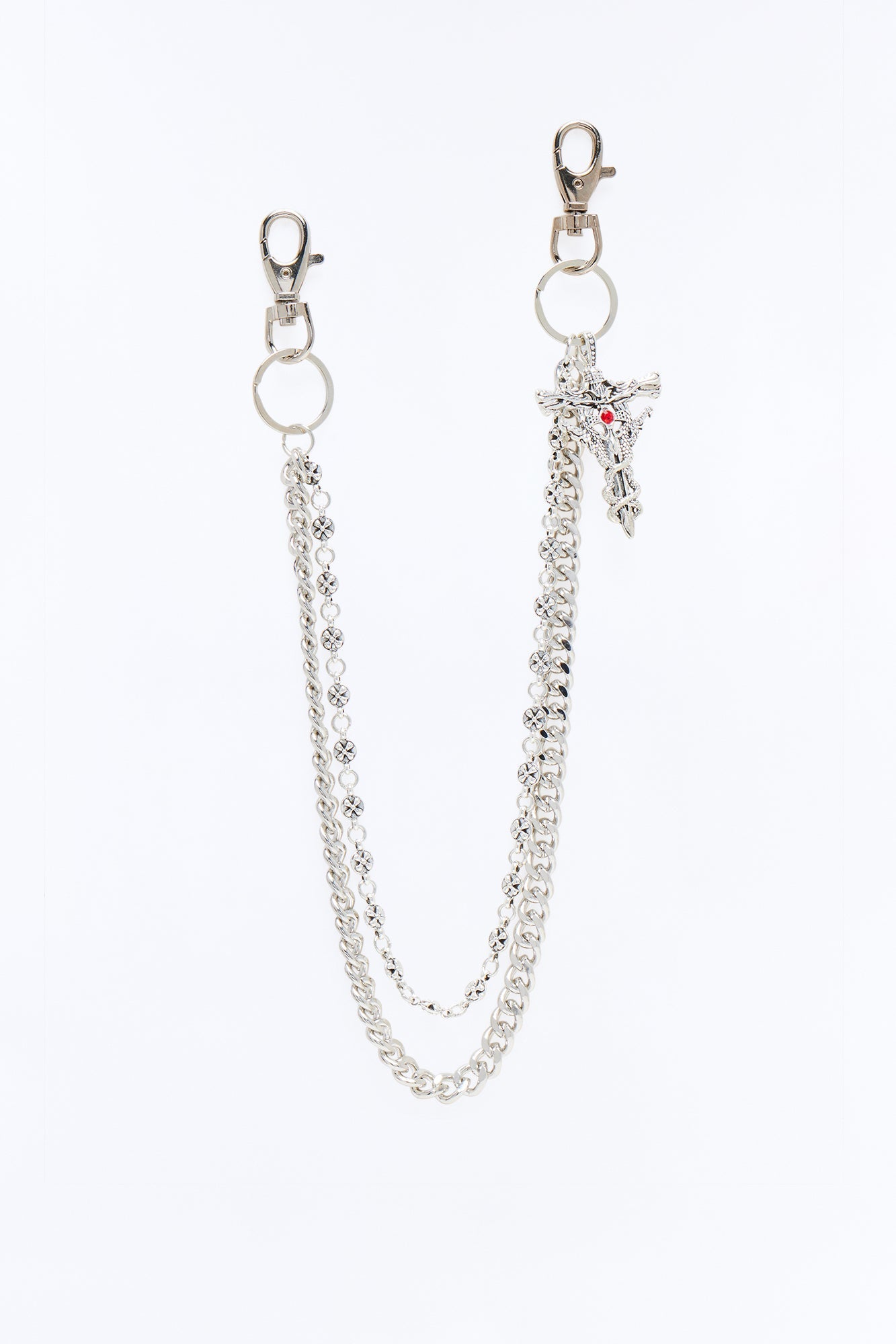 Gothic Healing Layered Pant Chain - Silver