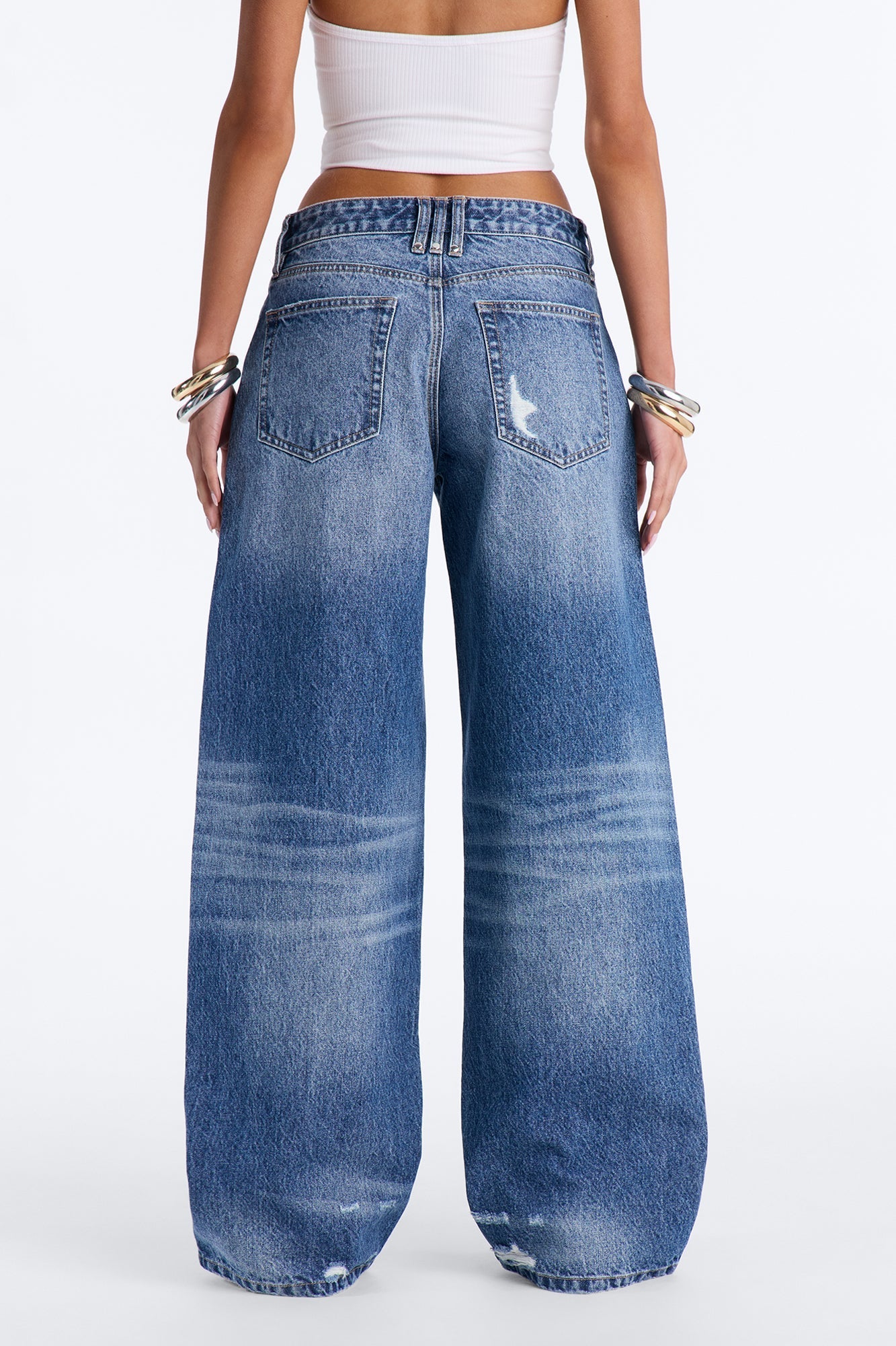 Just Like Me Ripped Straight Leg Jeans - Dark Wash