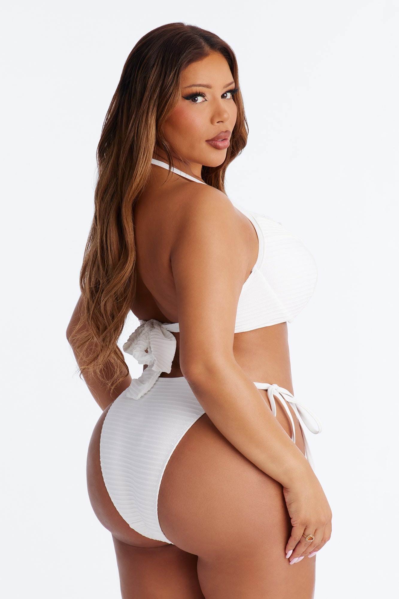Liana Textured Molded Cup 2 Piece Bikini - White Fashion Nova