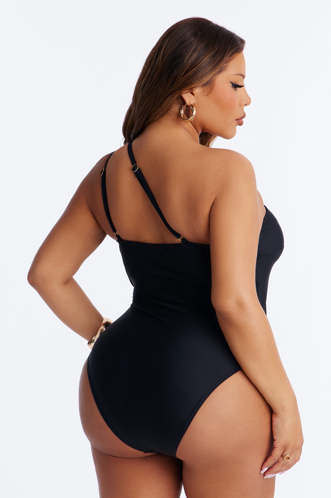 Amira One Shoulder 1 Piece Swimsuit - Black NEWFASHIONEDGE