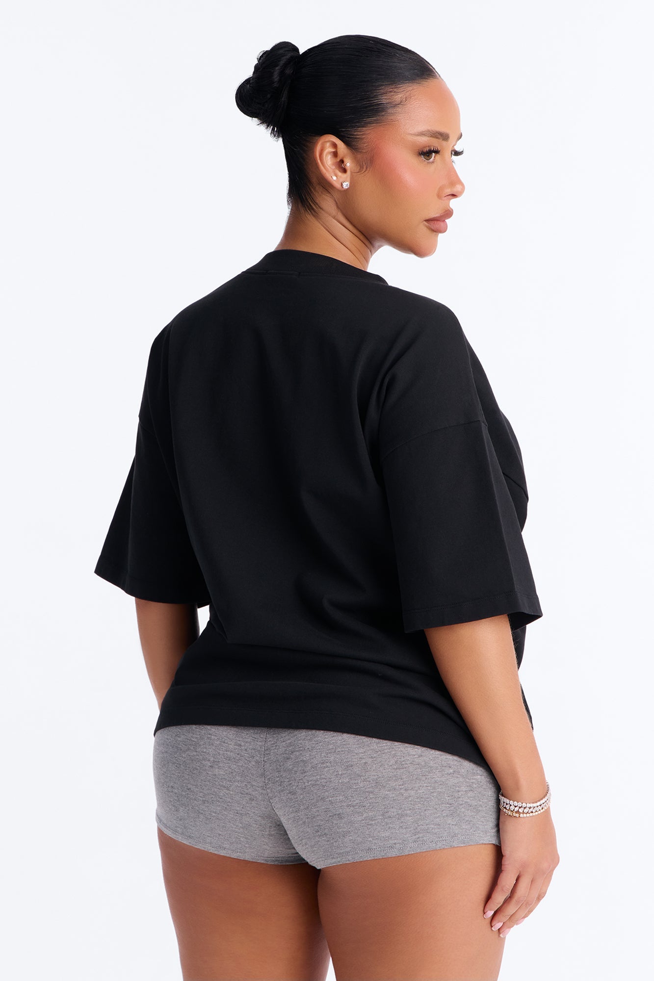 Kali Oversized Boyfriend Crew Neck T-Shirt - Black