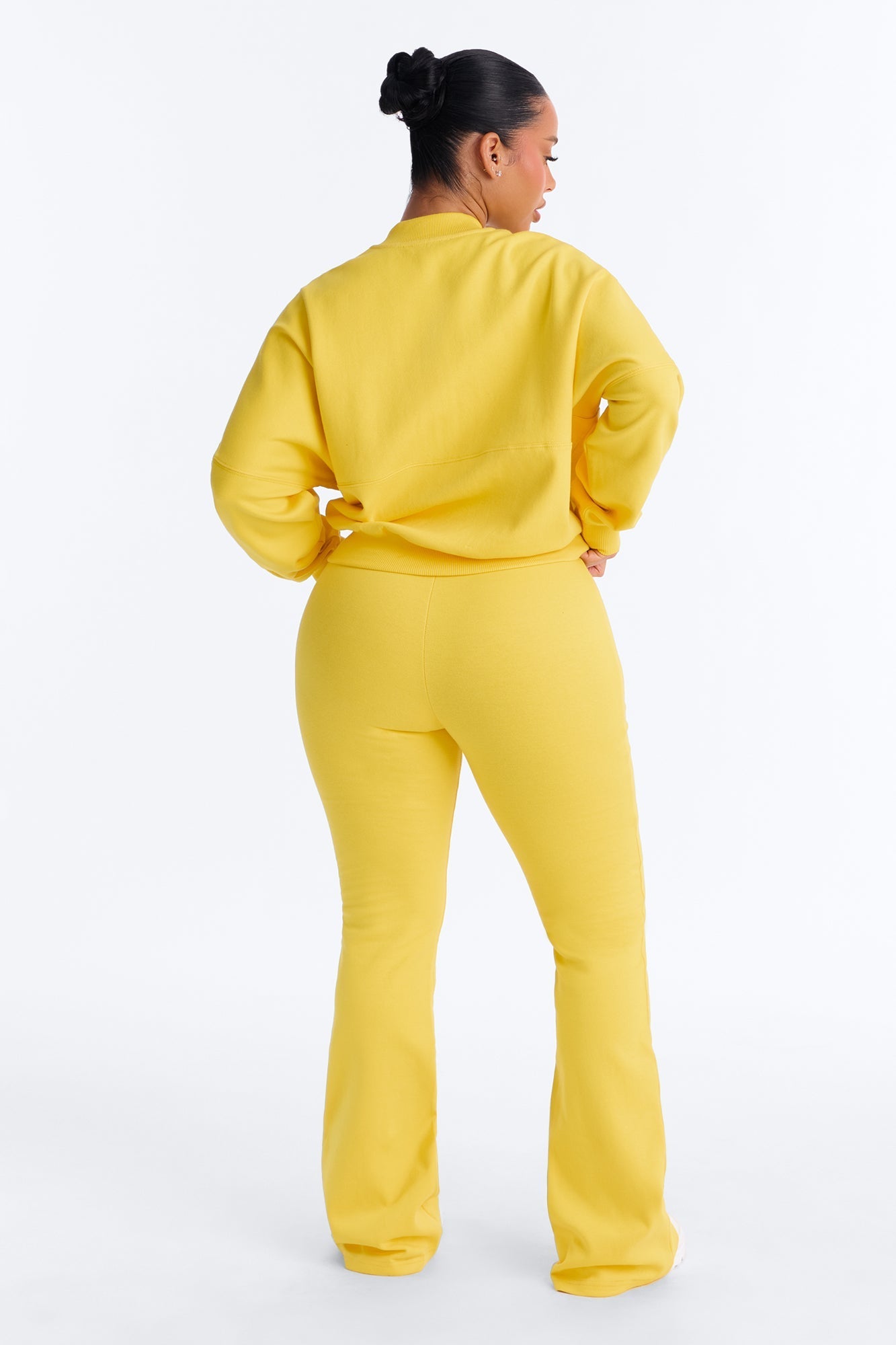 Kelsey Double Zip Flare Leg Pant Set - Yellow