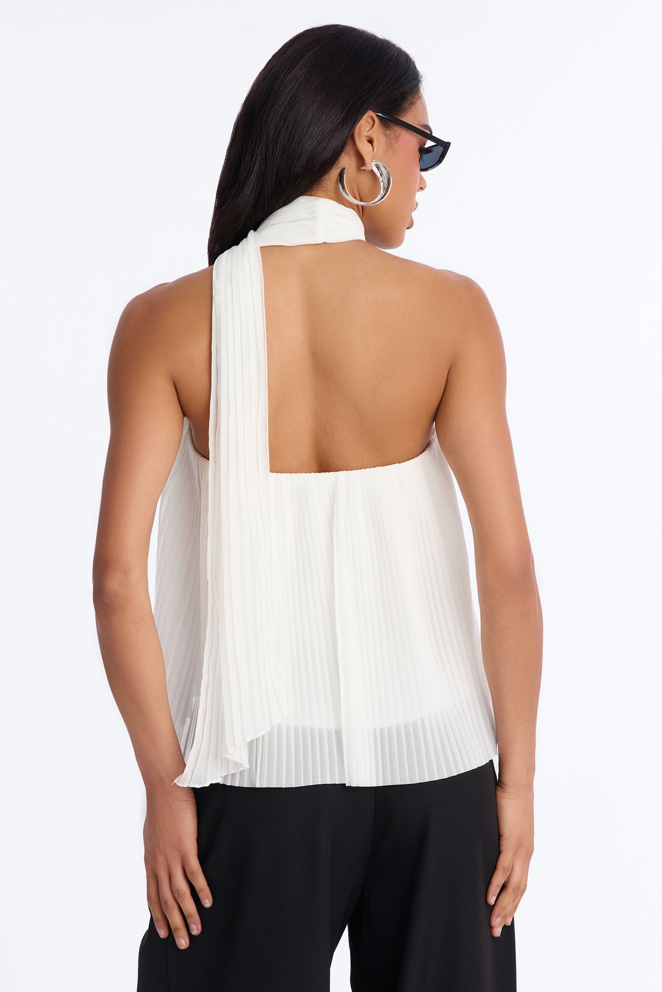 Caught In Your Sunlight Chiffon Scarf 2 Piece Top - Cream NEWFASHIONEDGE