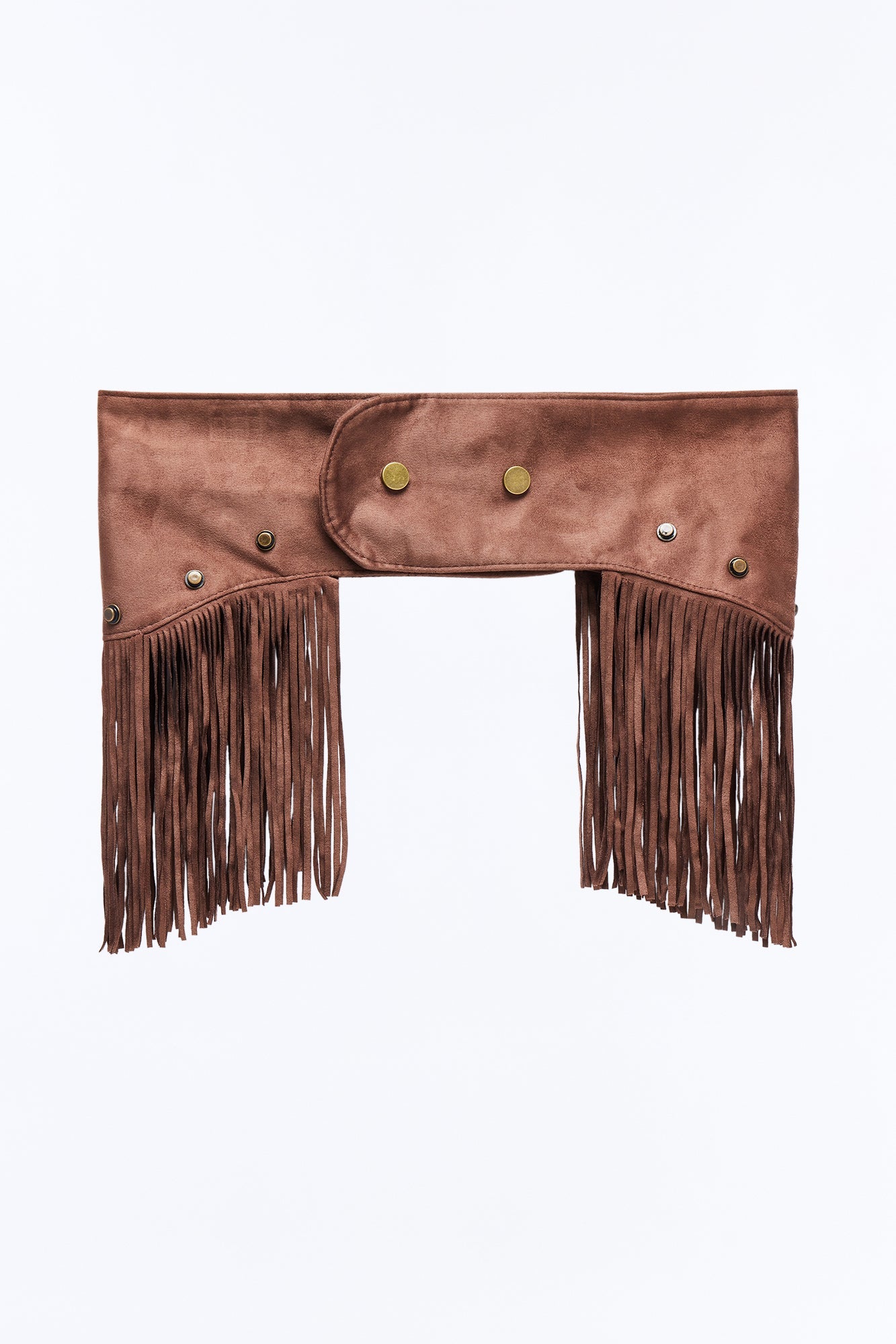 Ride To The West Wide Faux Suede Belt - Brown