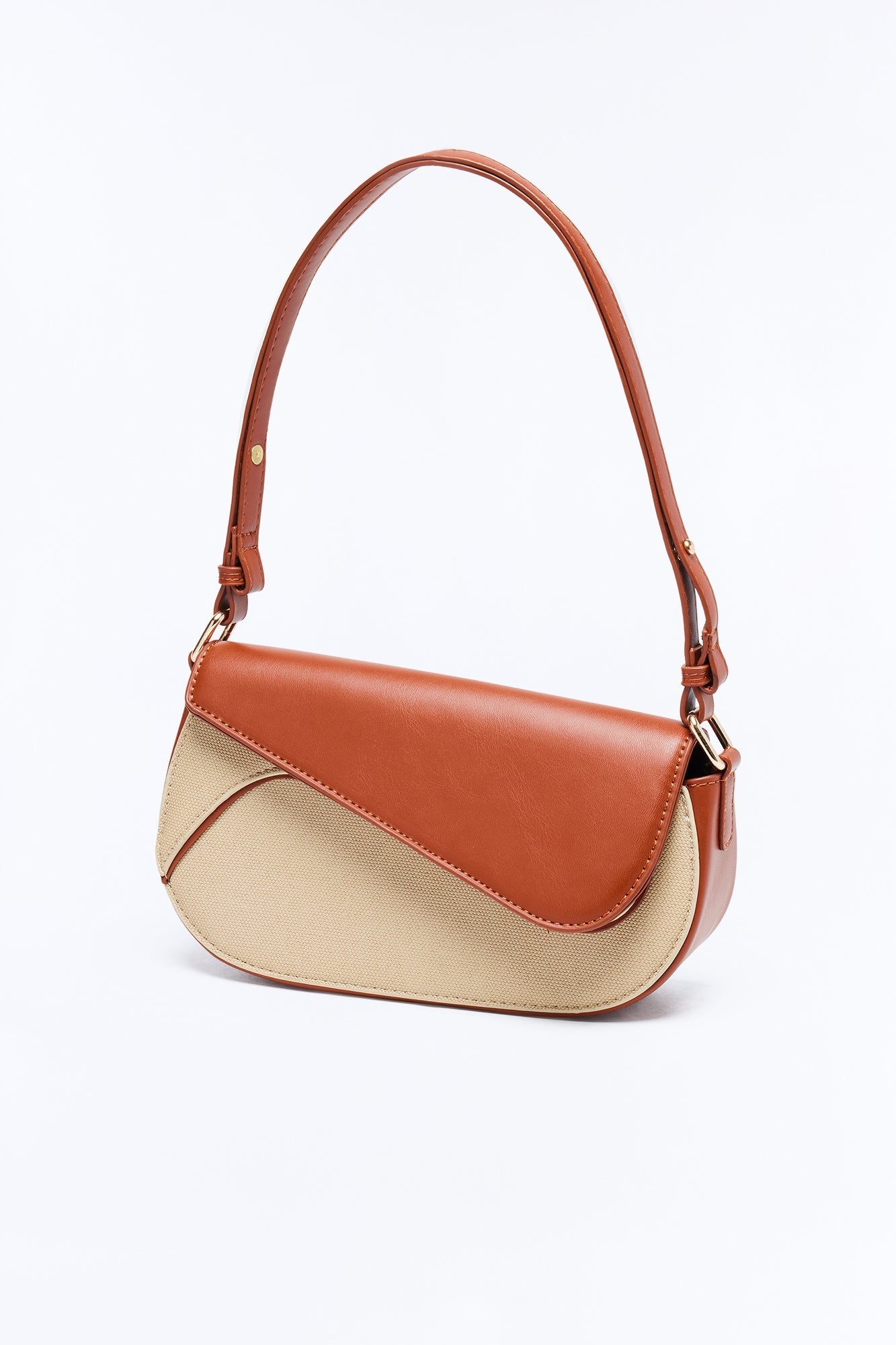 Wall Street Walk Faux Leather Shoulder Handbag - Brown/combo NEWFASHIONEDGE