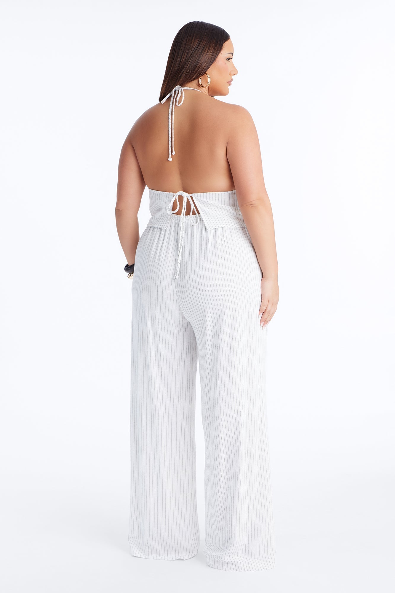 Girl Gone Wild Pinstripe Low Rise Wide Leg Pant 30″ - White/combo NEWFASHIONEDGE