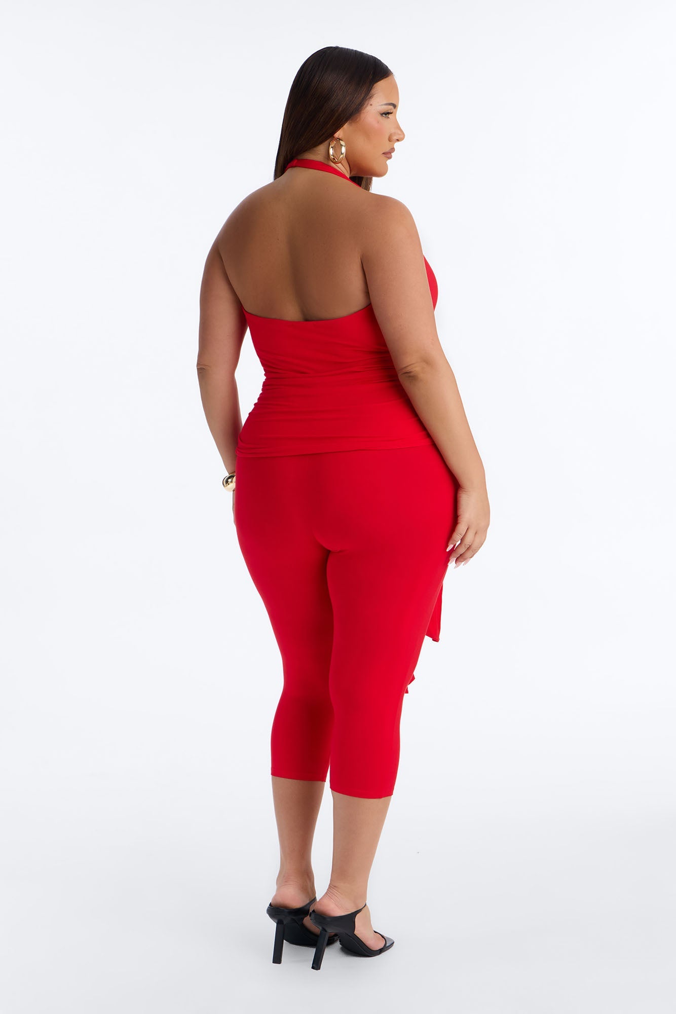 Karla Plunge Capri Catsuit - Red