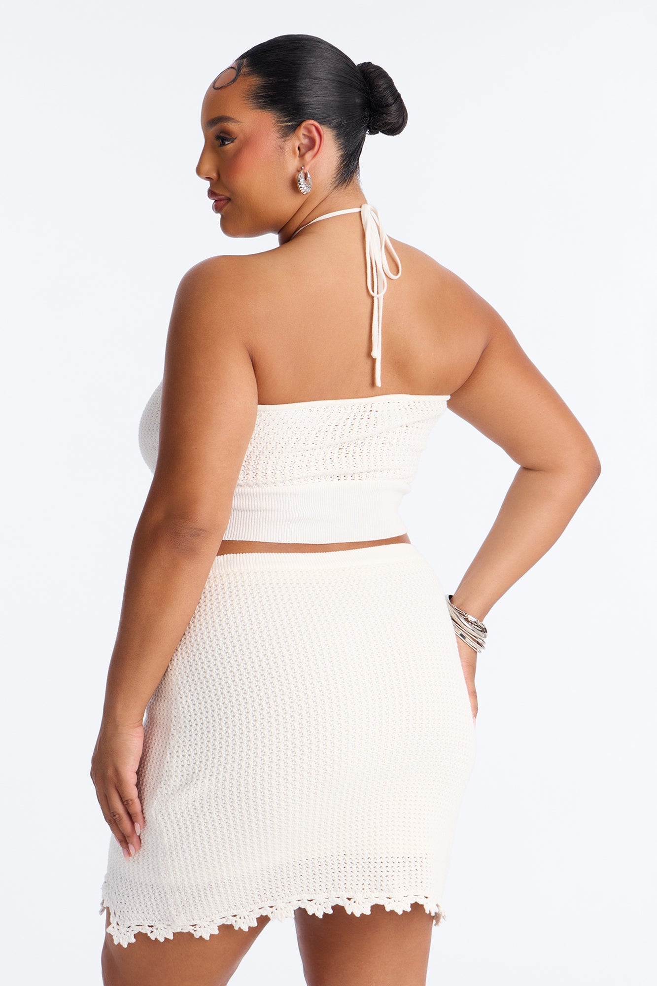 Poppy Crochet Mini Skirt Set - White NEWFASHIONEDGE