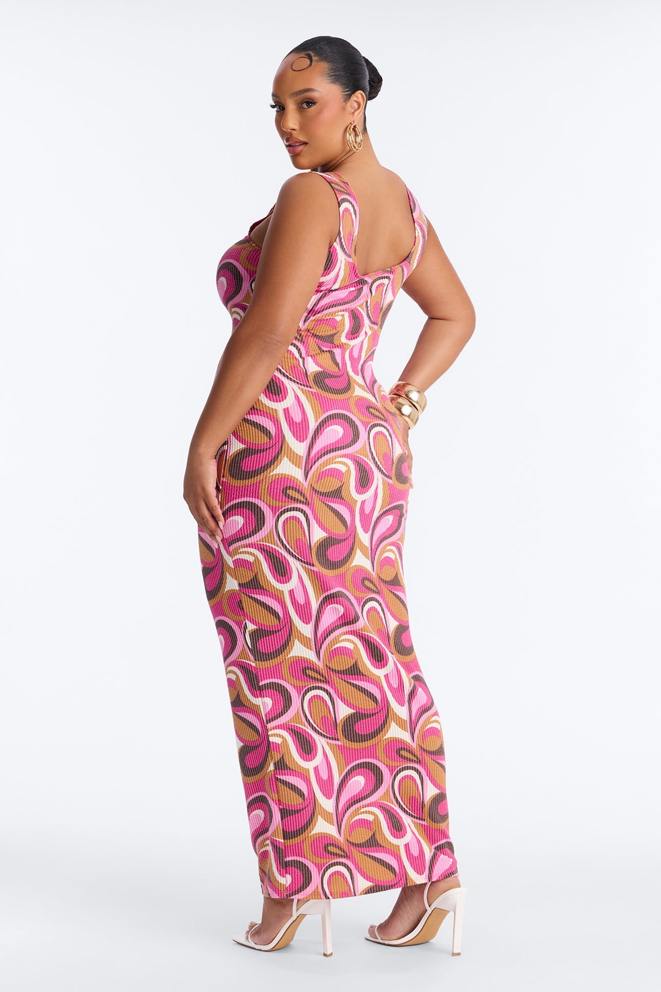 Valentina Ribbed Maxi Dress - Magenta/combo NEWFASHIONEDGE