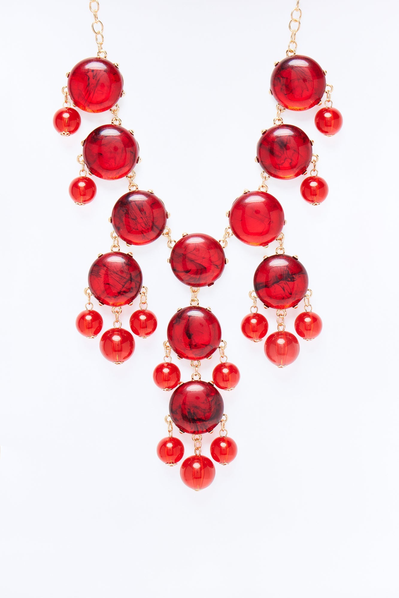 Zamaria Jeweled Layered Necklace - Gold/Red NEWFASHIONEDGE