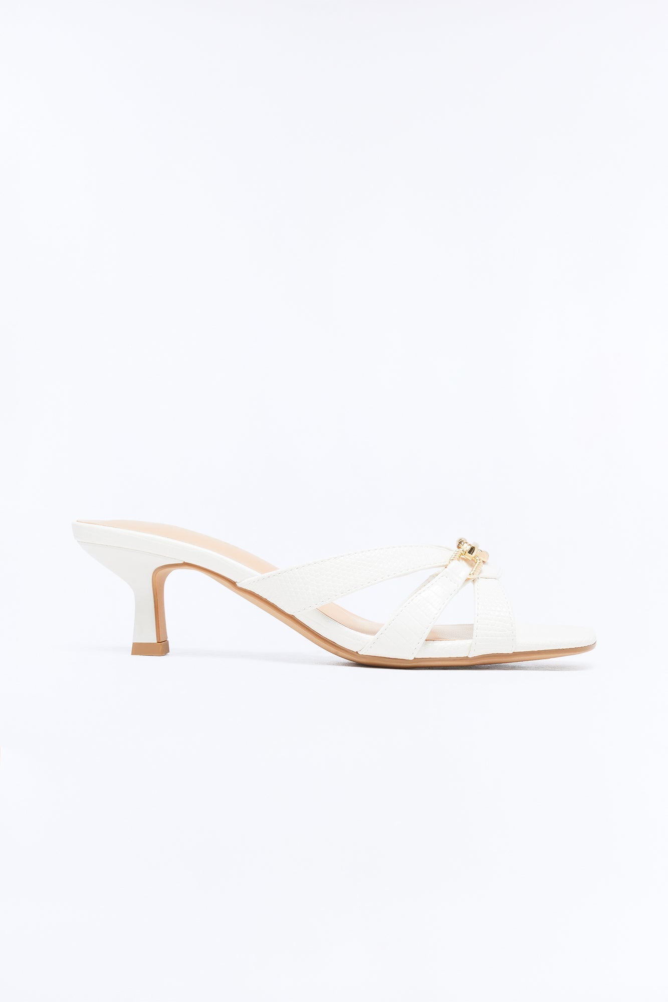 Corinne Kitten Heel Mules - Bone NEWFASHIONEDGE