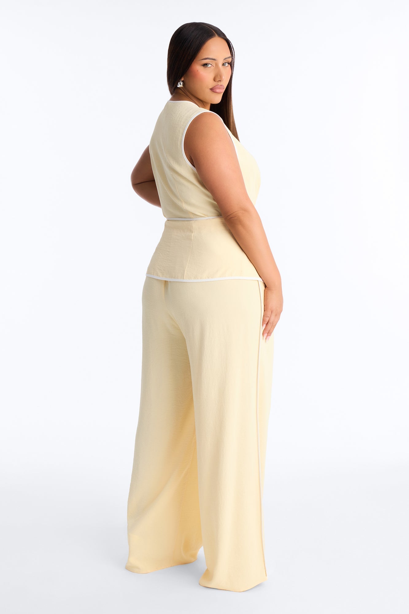 Natalia Sleeveless Pant Set - Yellow NEWFASHIONEDGE