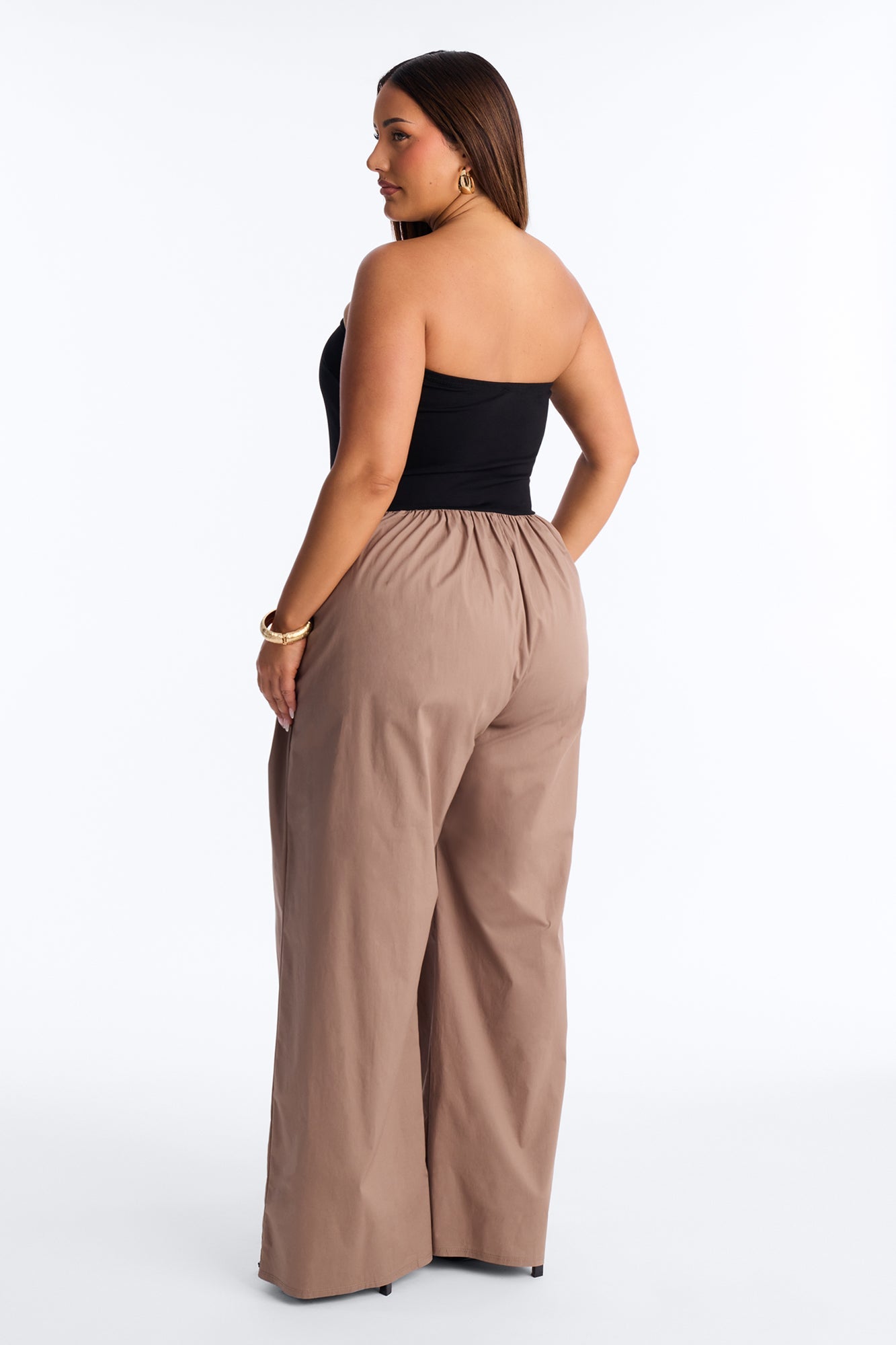 Sunday Walks Strapless Poplin Jumpsuit - Mocha
