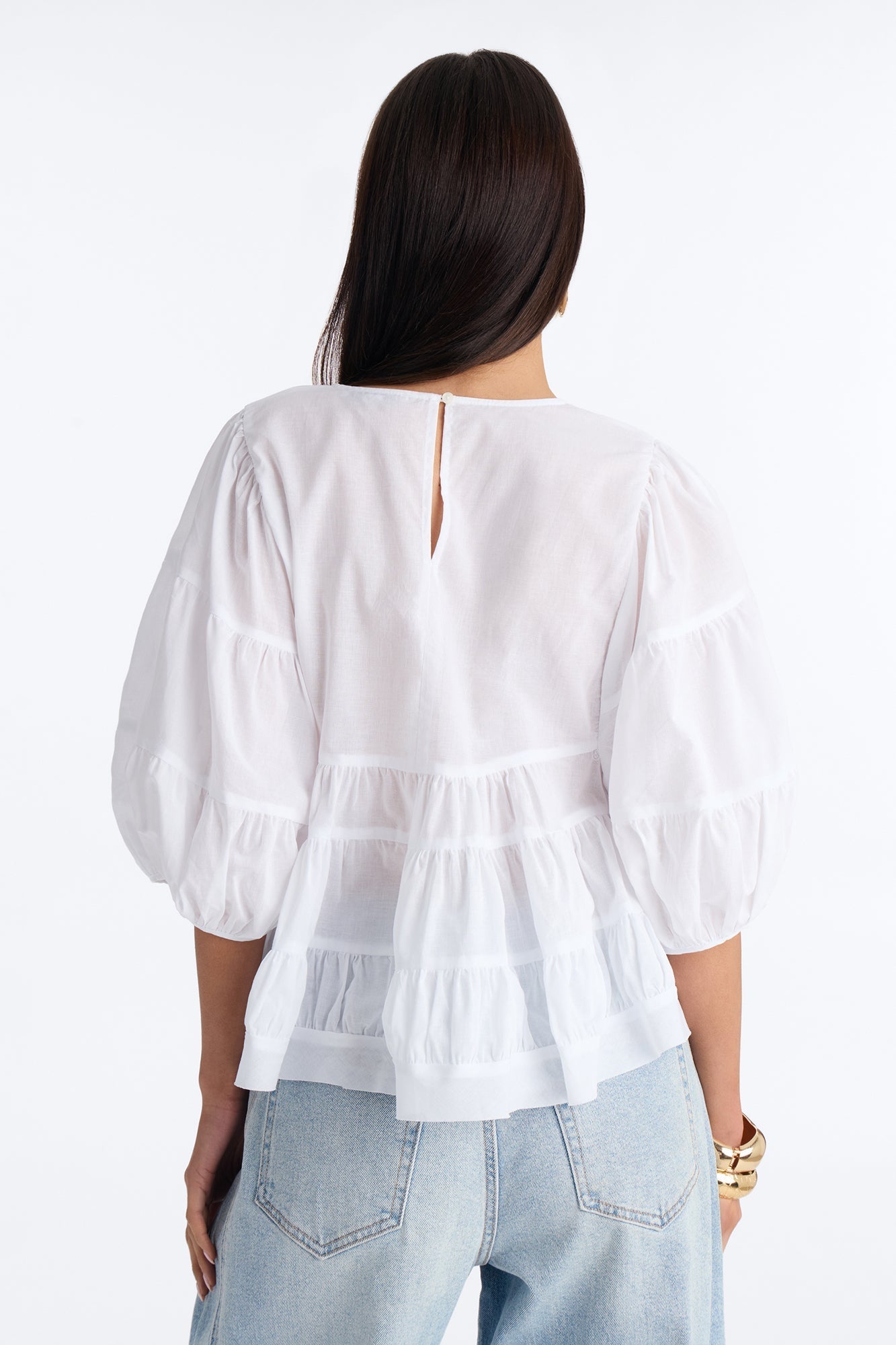 Laura BabyDoll Tiered Top - White NEWFASHIONEDGE
