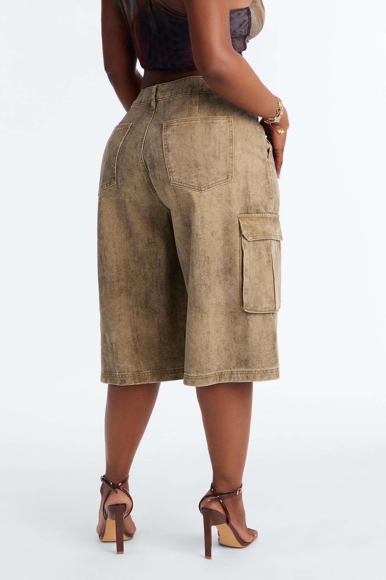 All Washed Out Cargo Bermuda Short - Brown/combo NEWFASHIONEDGE