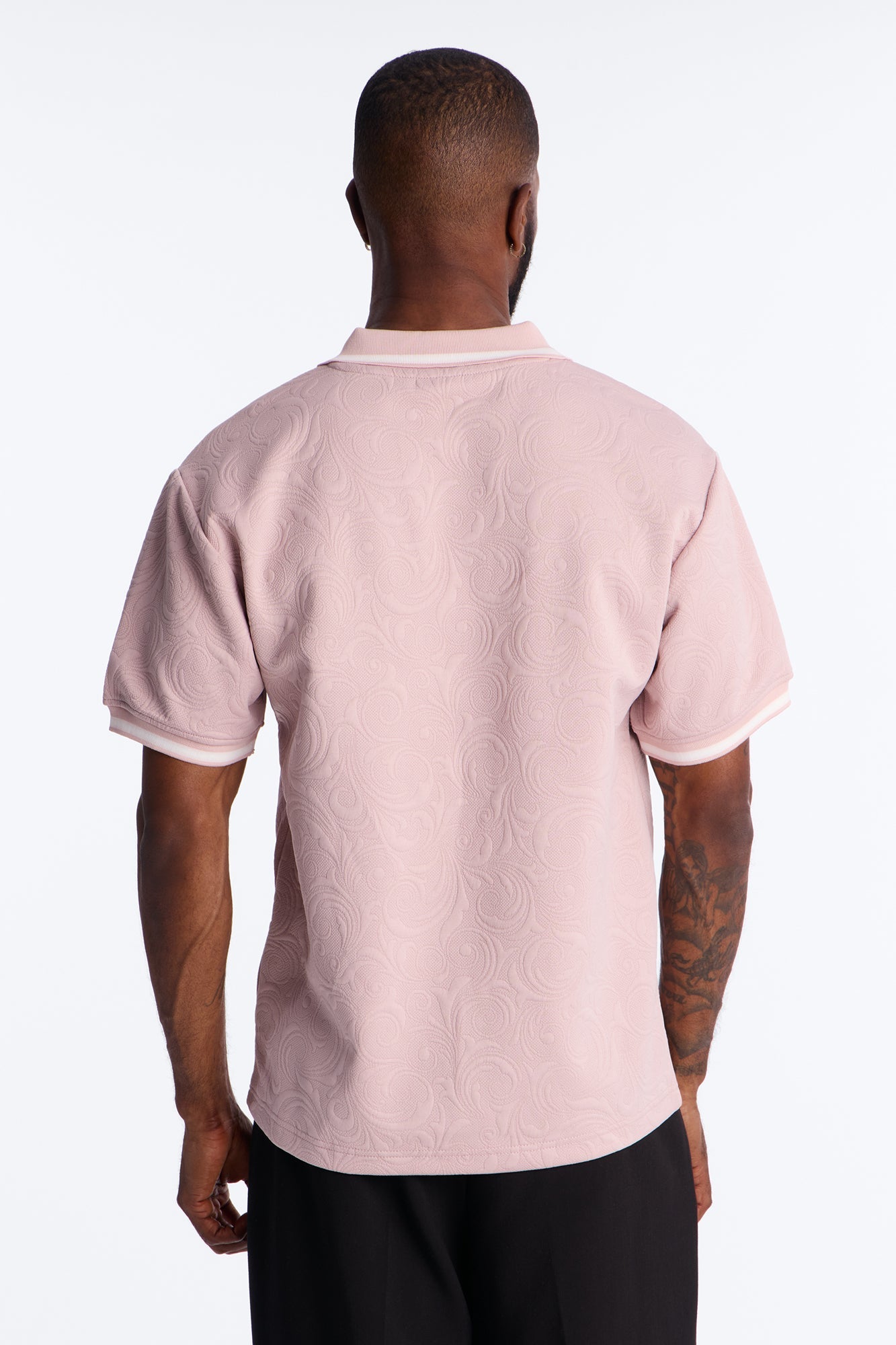 Saints Floral Johnny Collar Polo - Mauve
