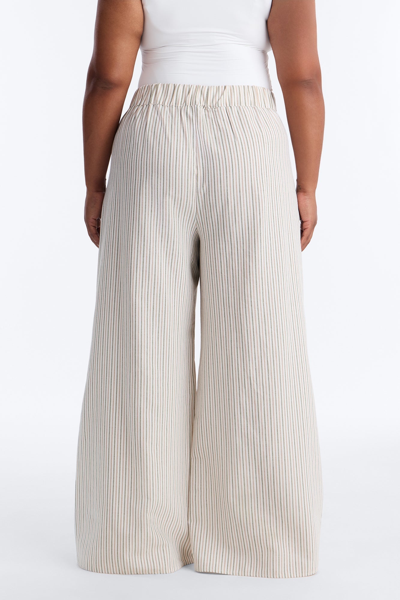 Ella Striped Linen Pant - Natural