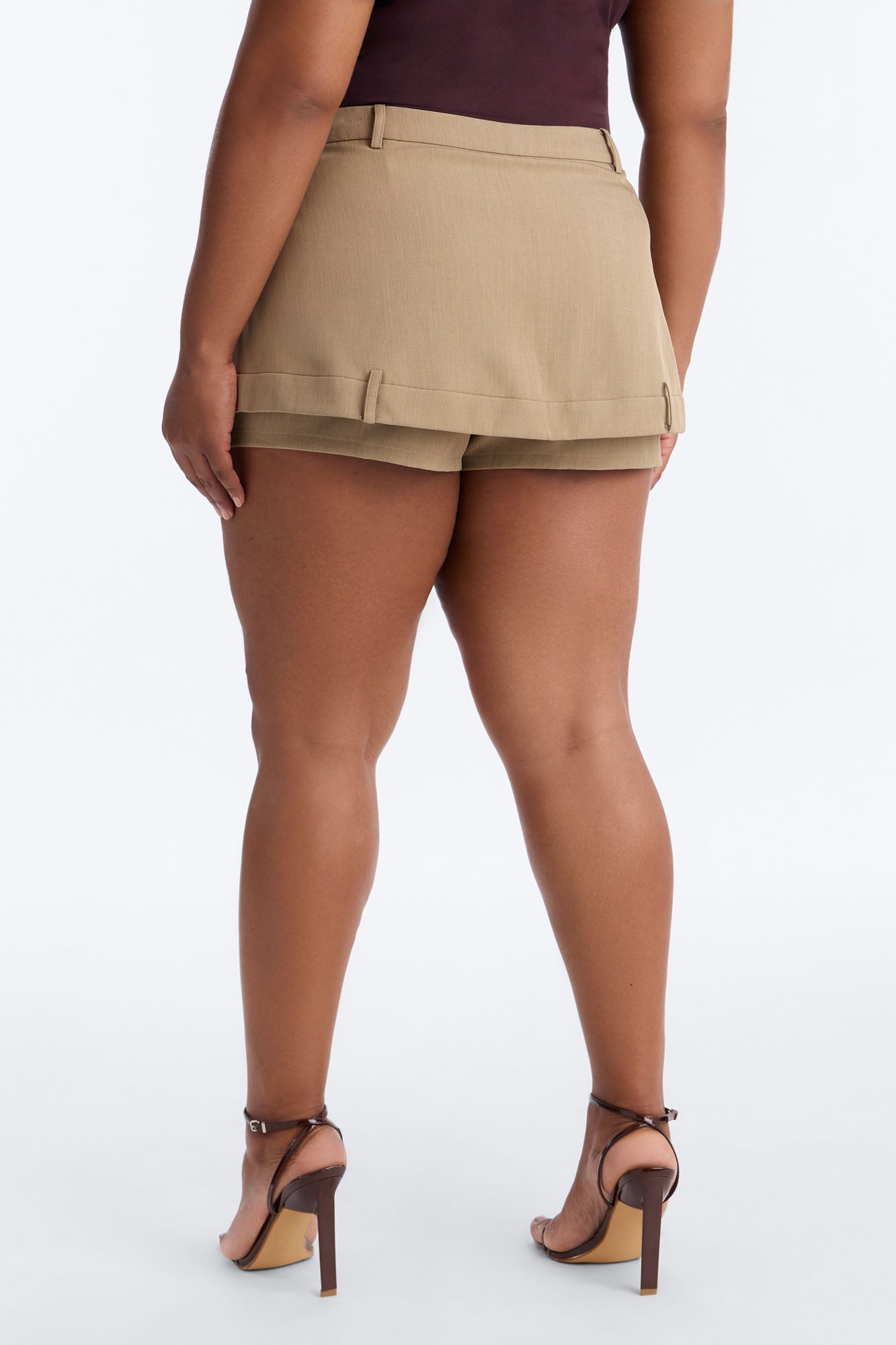 Take Notes Crepe Peekaboo Skort - Khaki NEWFASHIONEDGE