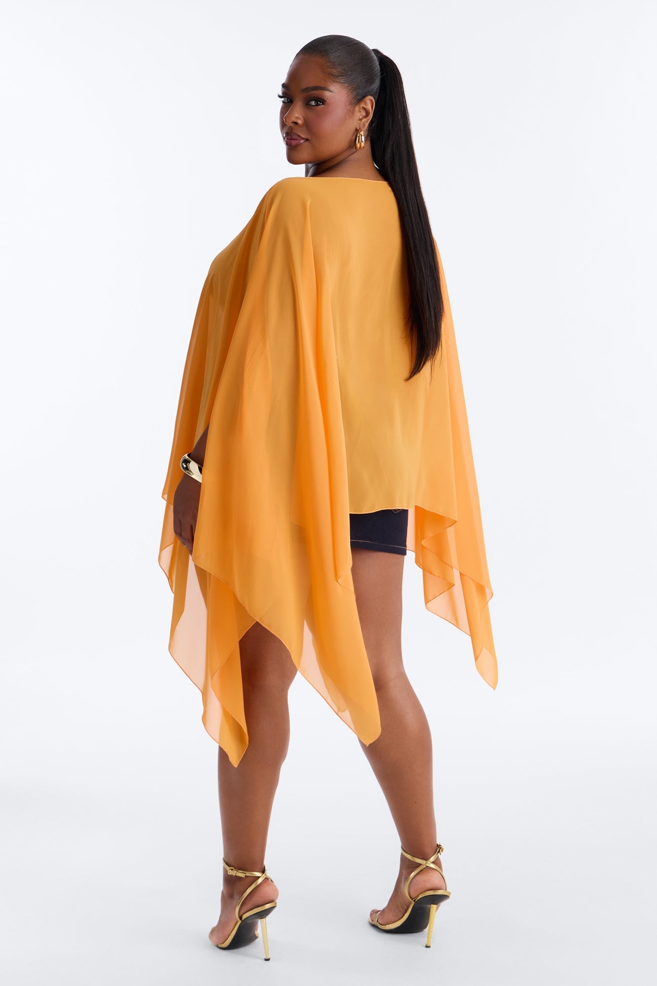 Get In Line Long Chiffon Kimono Top - Orange NEWFASHIONEDGE