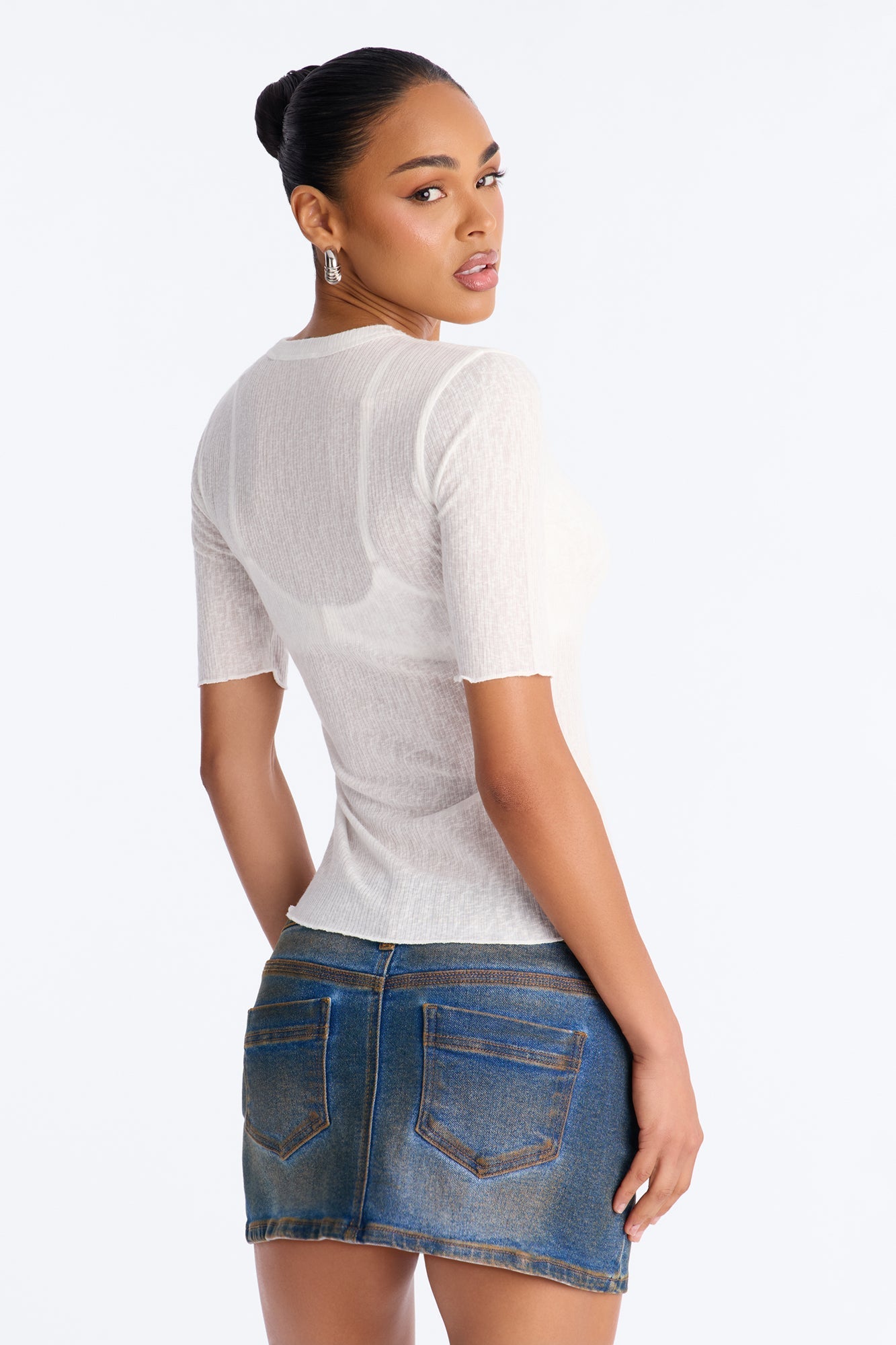 Bring You Back Ribbed Baby Tee - Off White NEWFASHIONEDGE