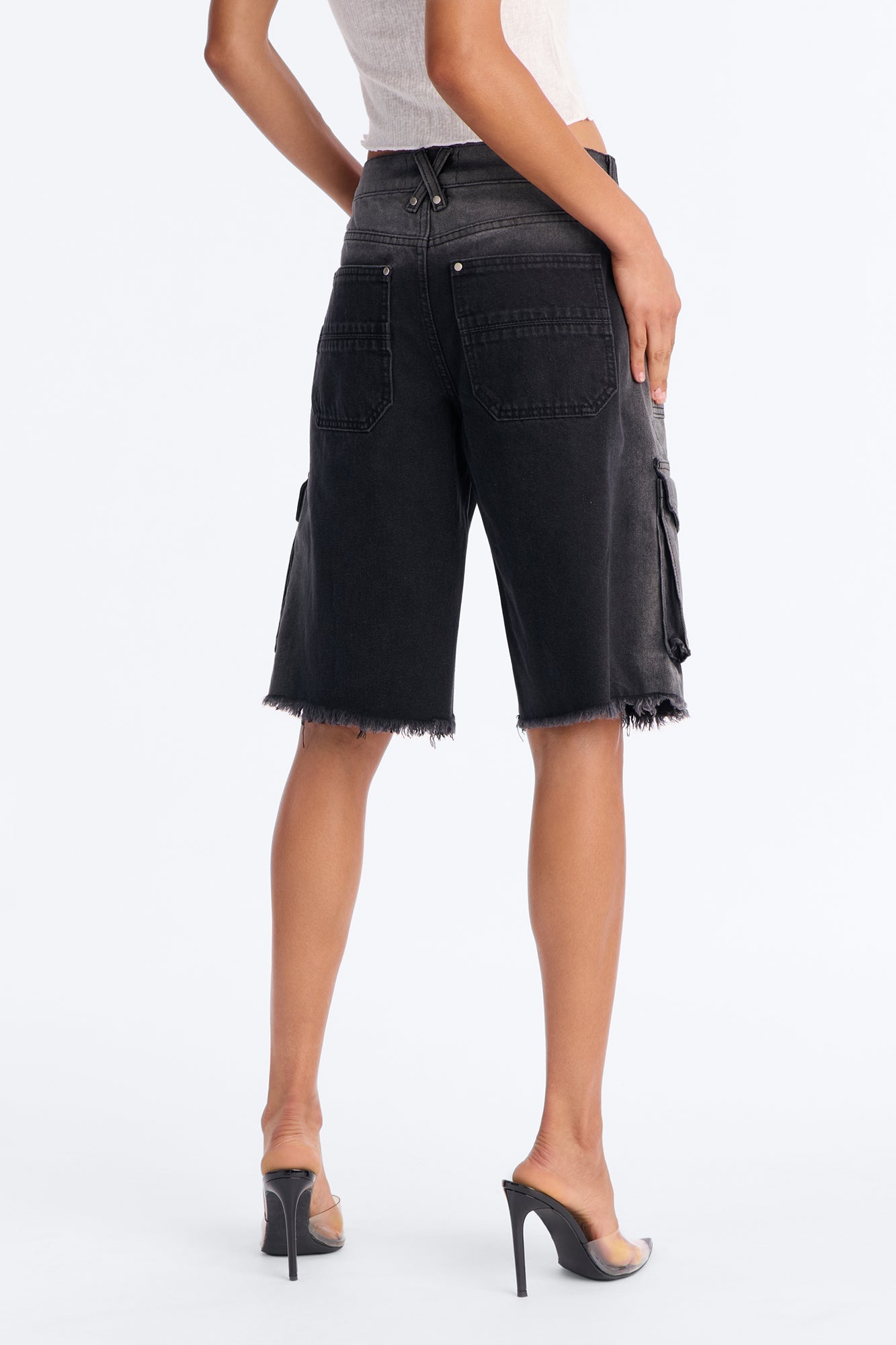 Overcast Cargo Denim Jorts - Black Wash NEWFASHIONEDGE