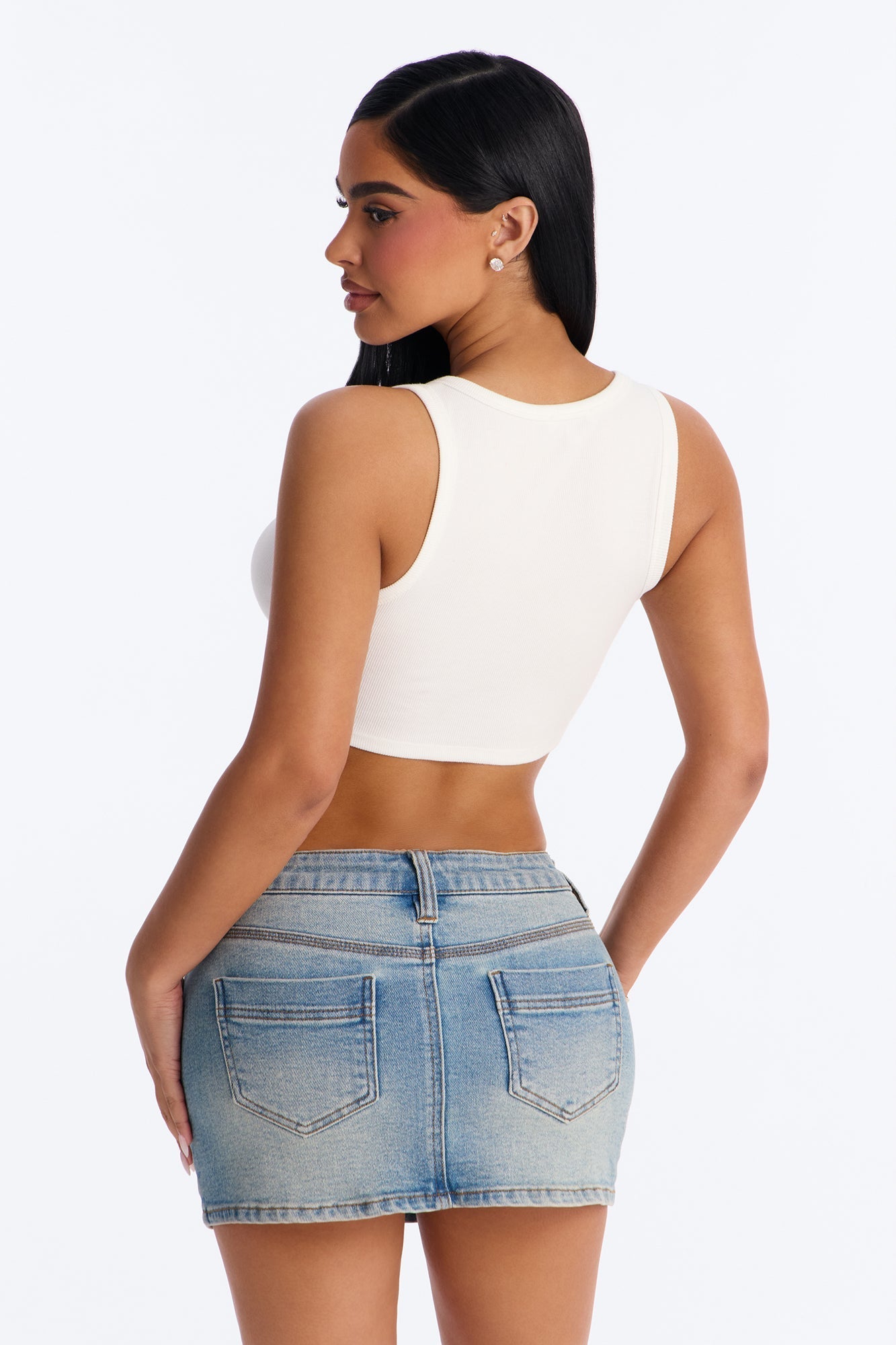 Hot In Here Twist Ribbed Cropped Tank Top - White