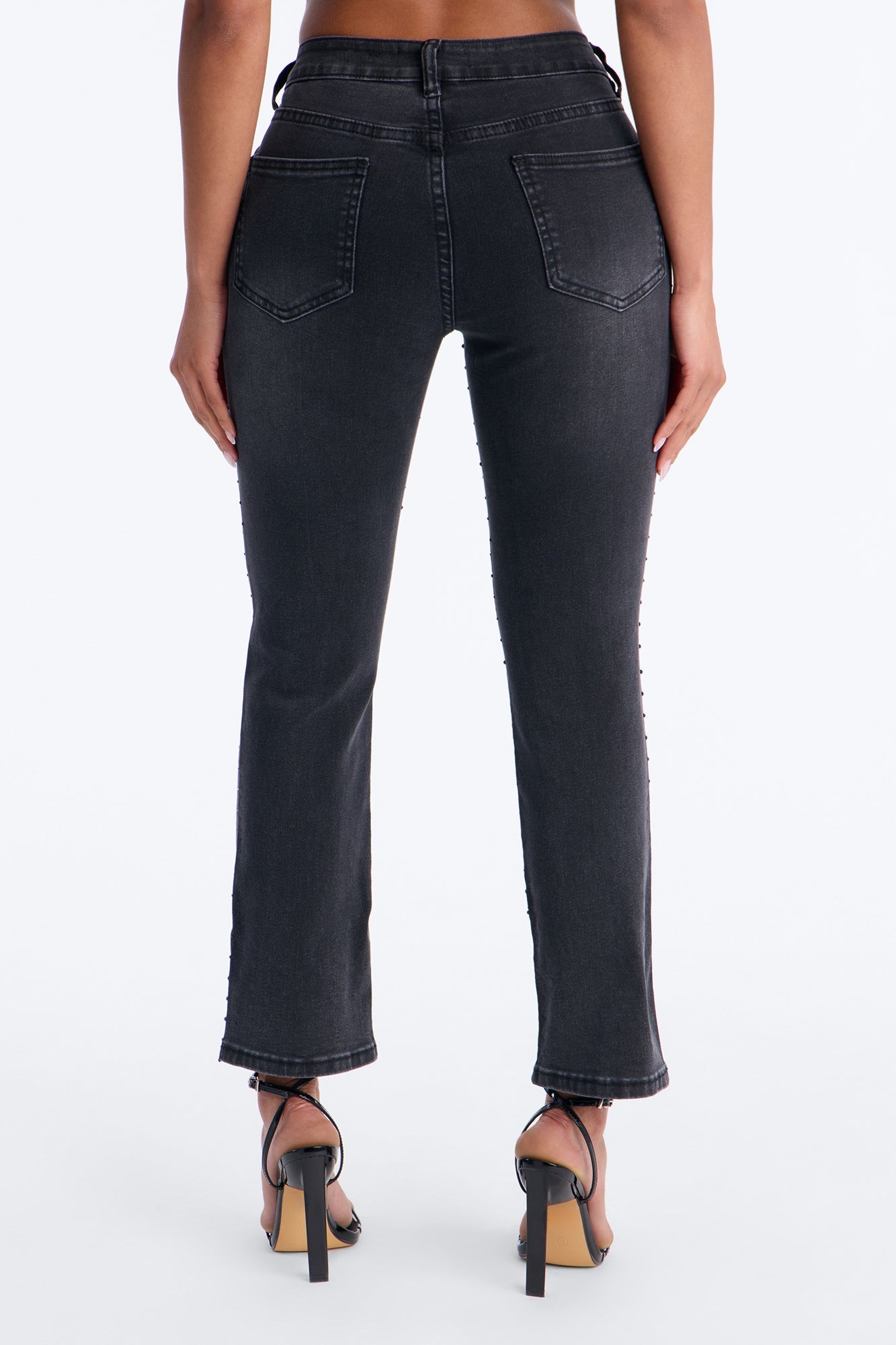 Tabloid Tease Capri Mini Flare Jeans - Black Wash NEWFASHIONEDGE