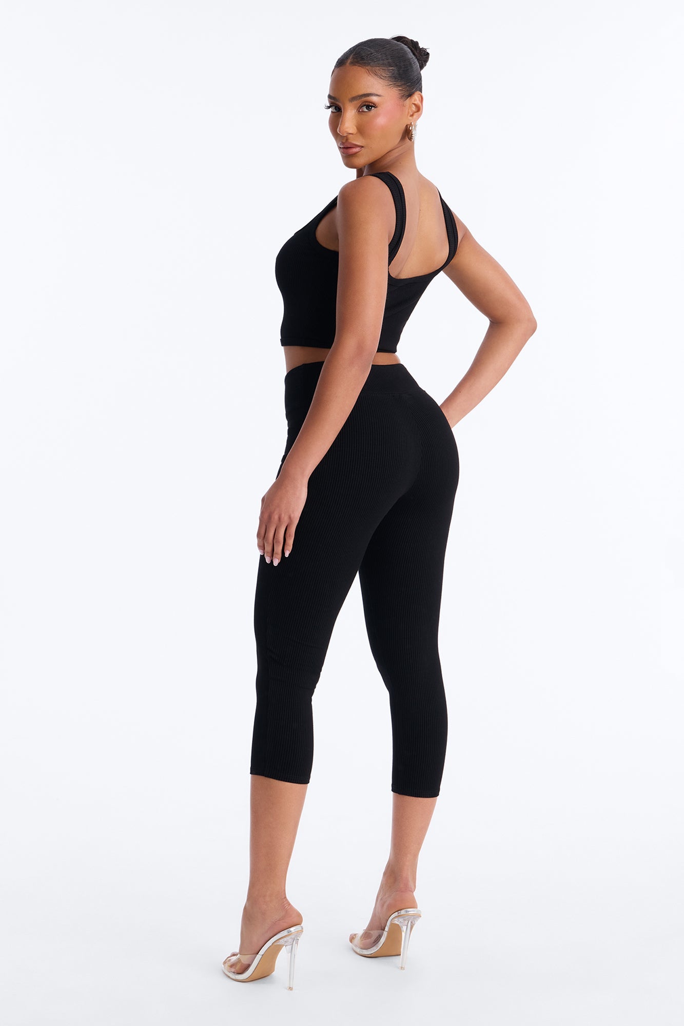 Milana Snatched Capri Pant Set - Black
