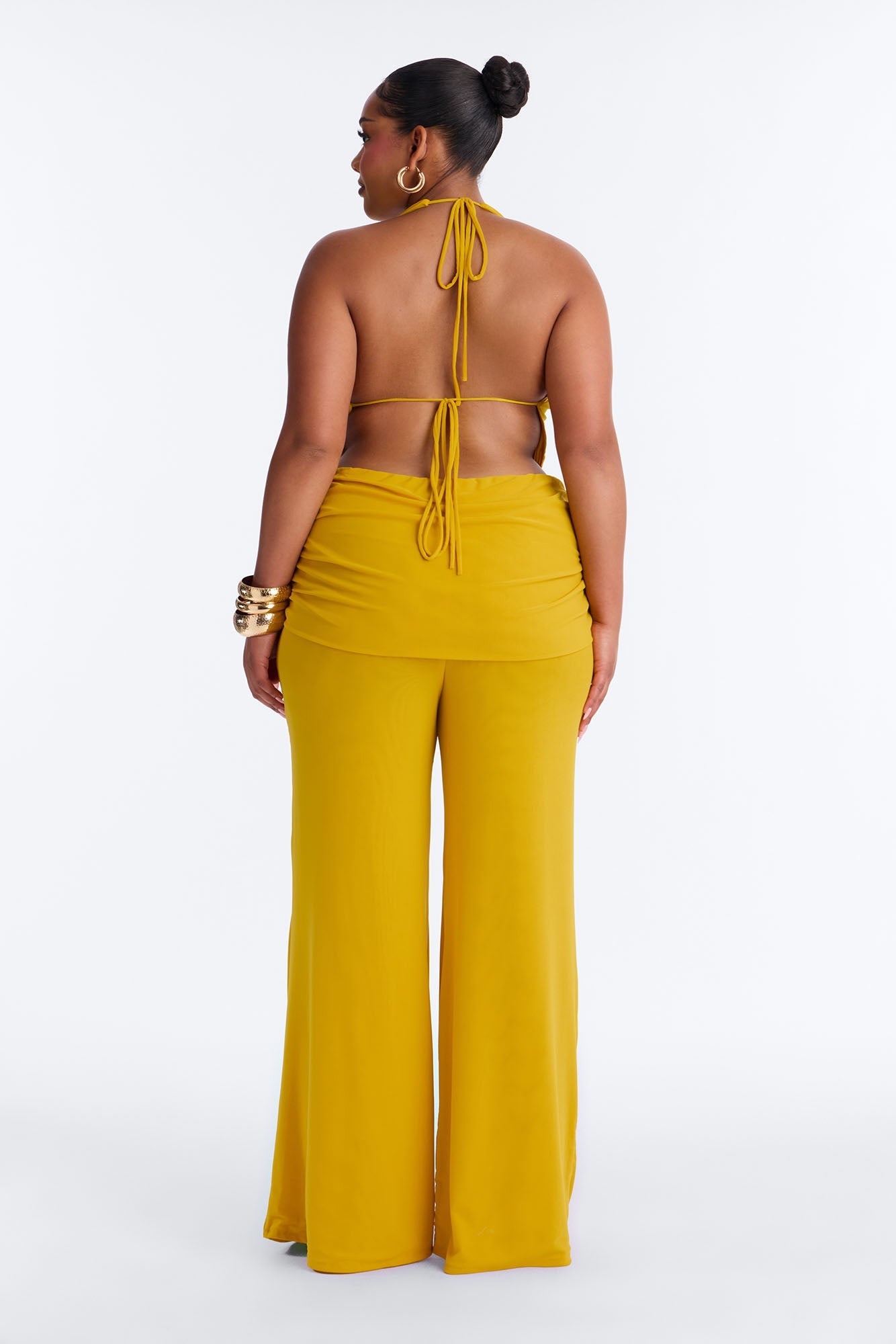 Rayna Halter Mesh Pant Set - Mustard