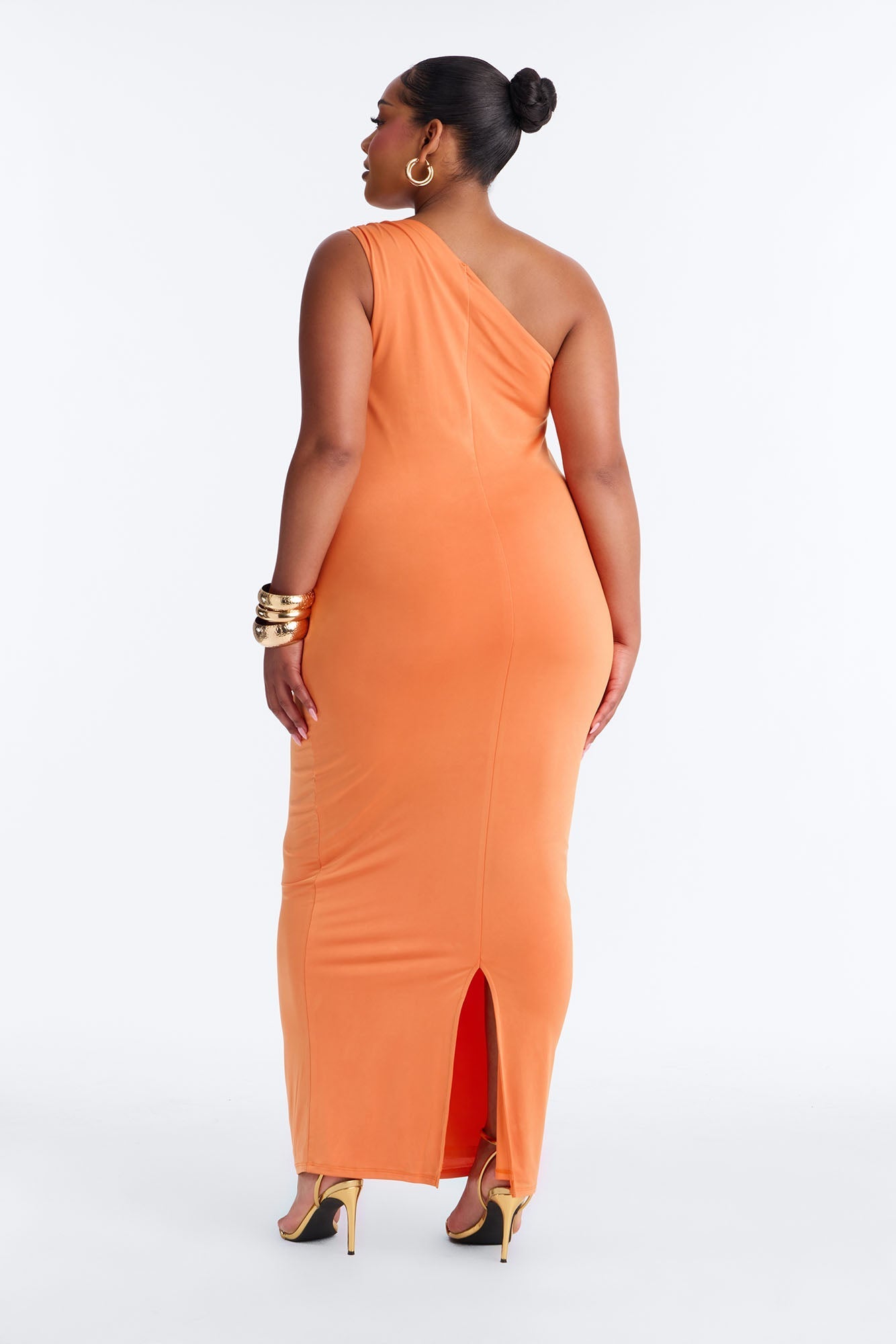 Citrus Crush One Shoulder Maxi Dress - Orange NEWFASHIONEDGE