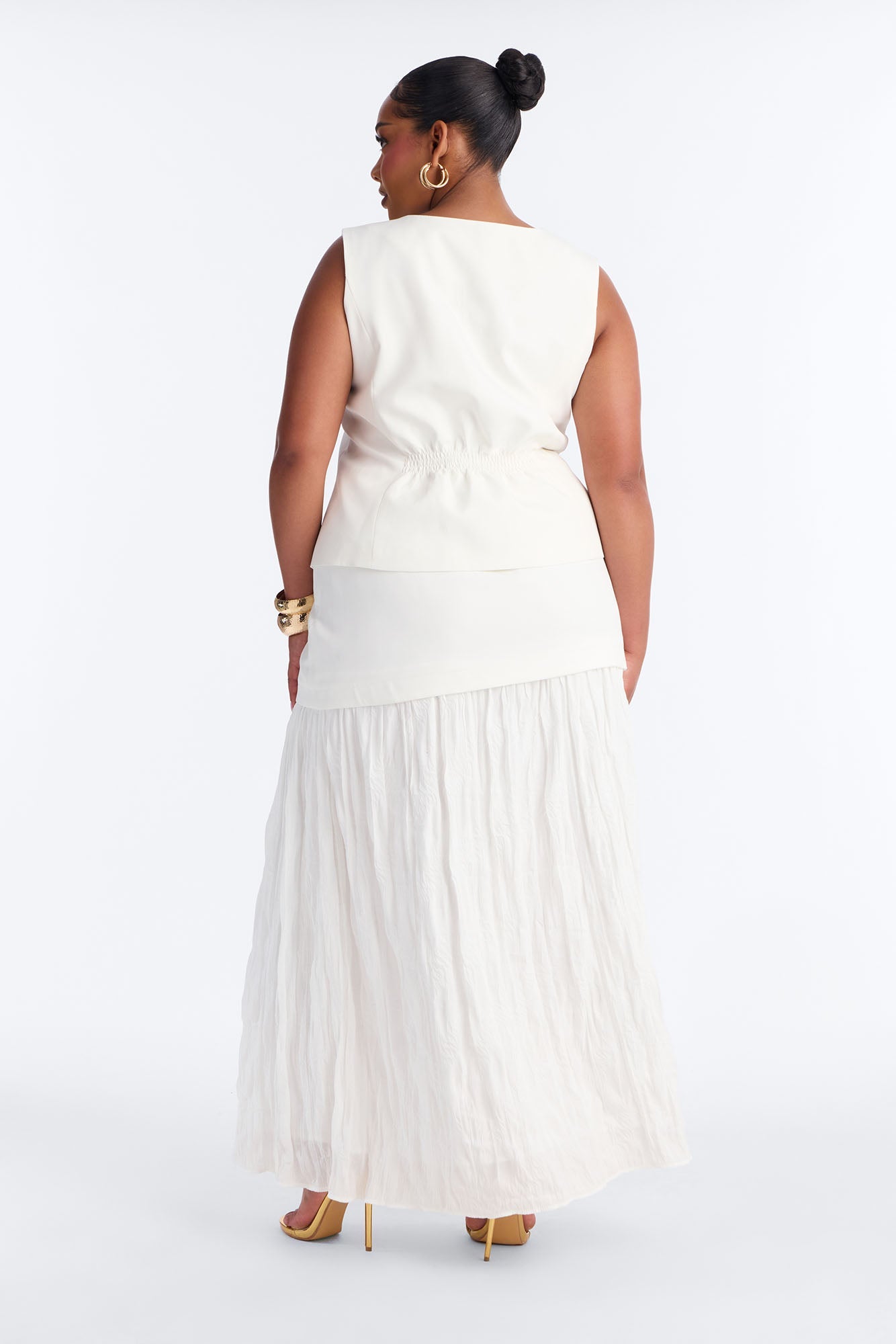 Charming Hour Vest Skirt Set - White