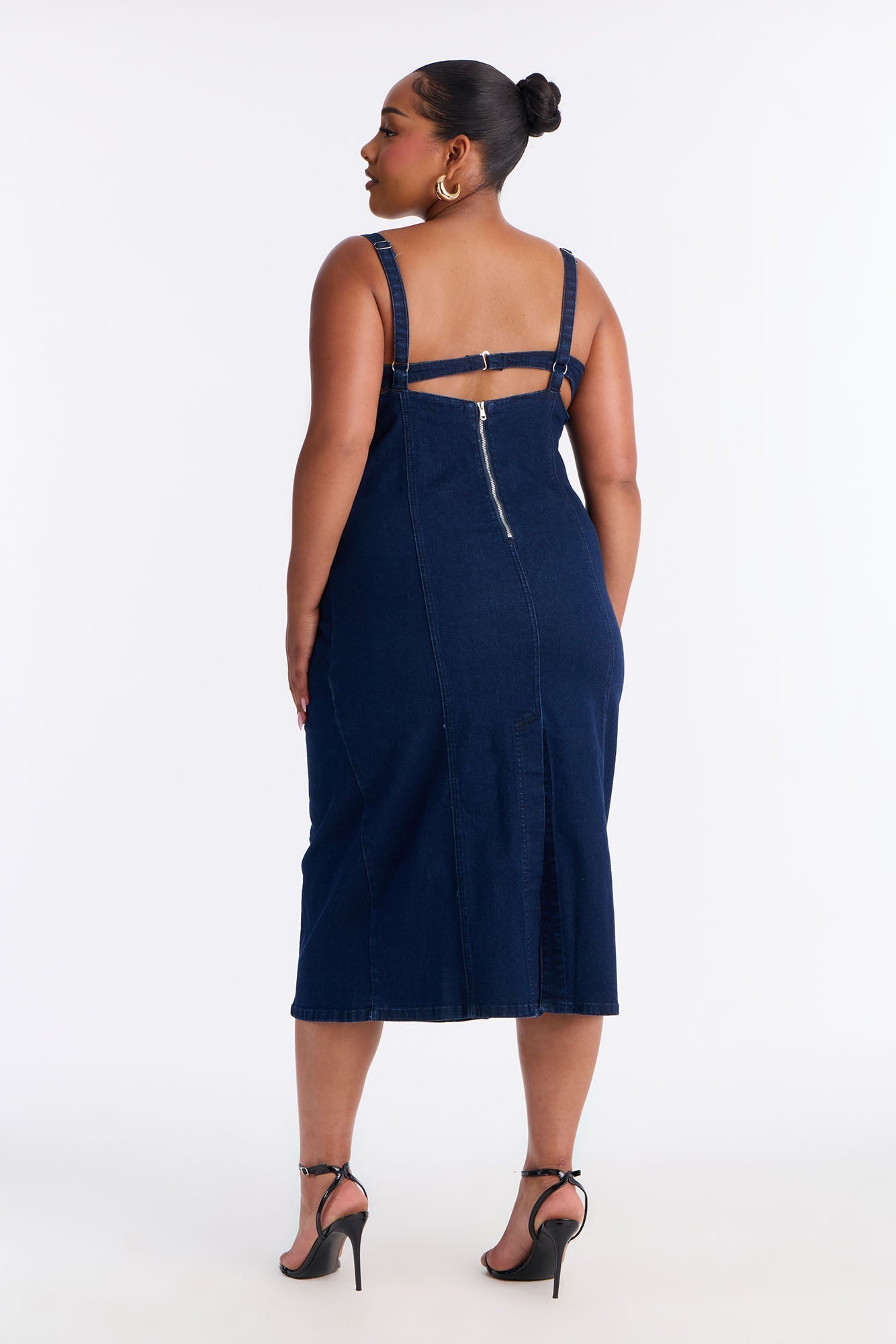 Demmi Corset Denim Midi Dress - Dark Wash