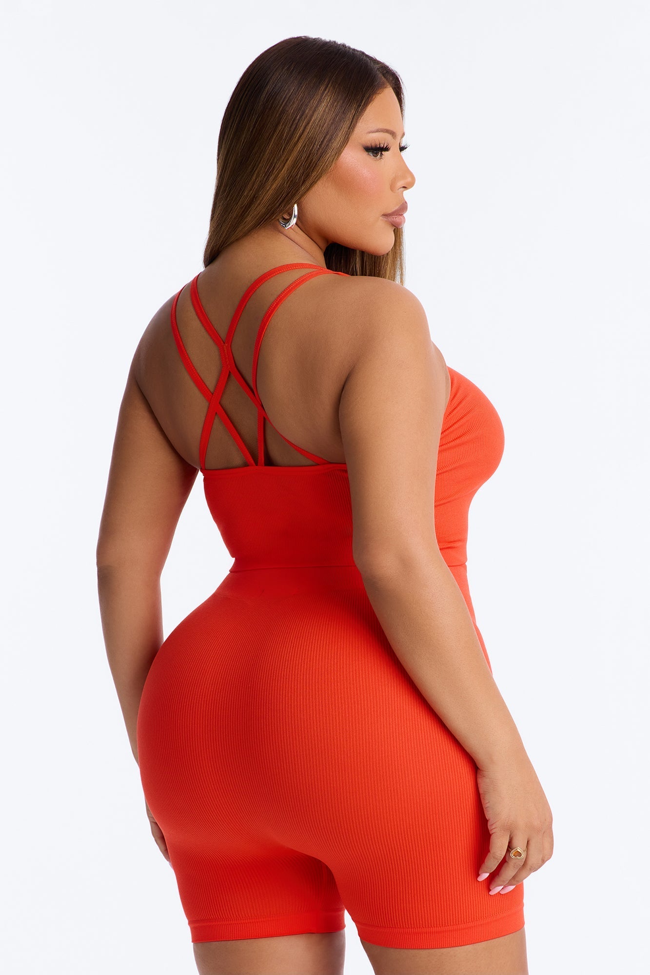 Core Power Seamless Biker Short Set - Tomato Red