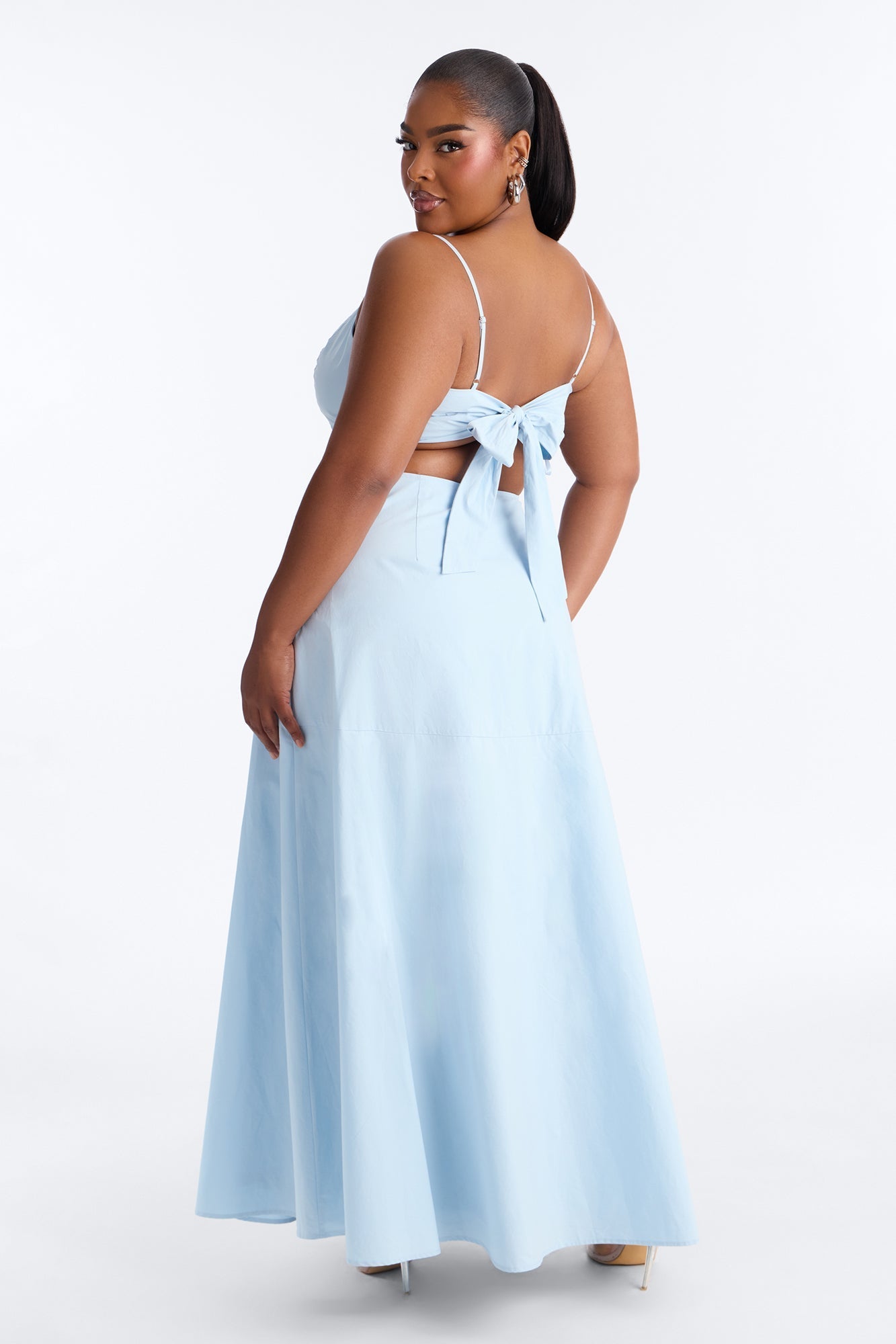 Paulina Poplin Maxi Dress - Blue