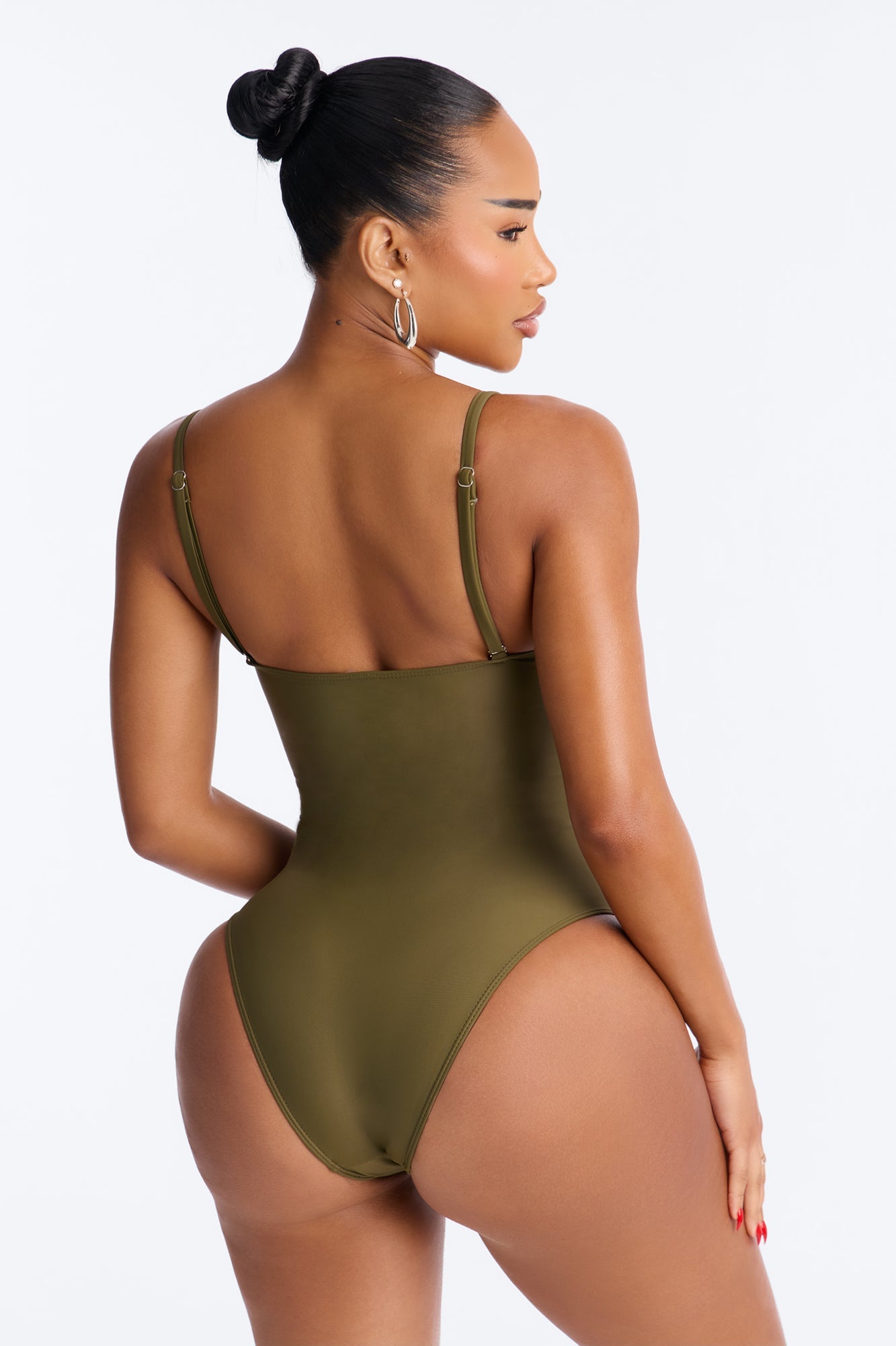 Mimosas By The Pool U Wire Cut Out 1 Piece Swimsuit - Olive Fashion Nova