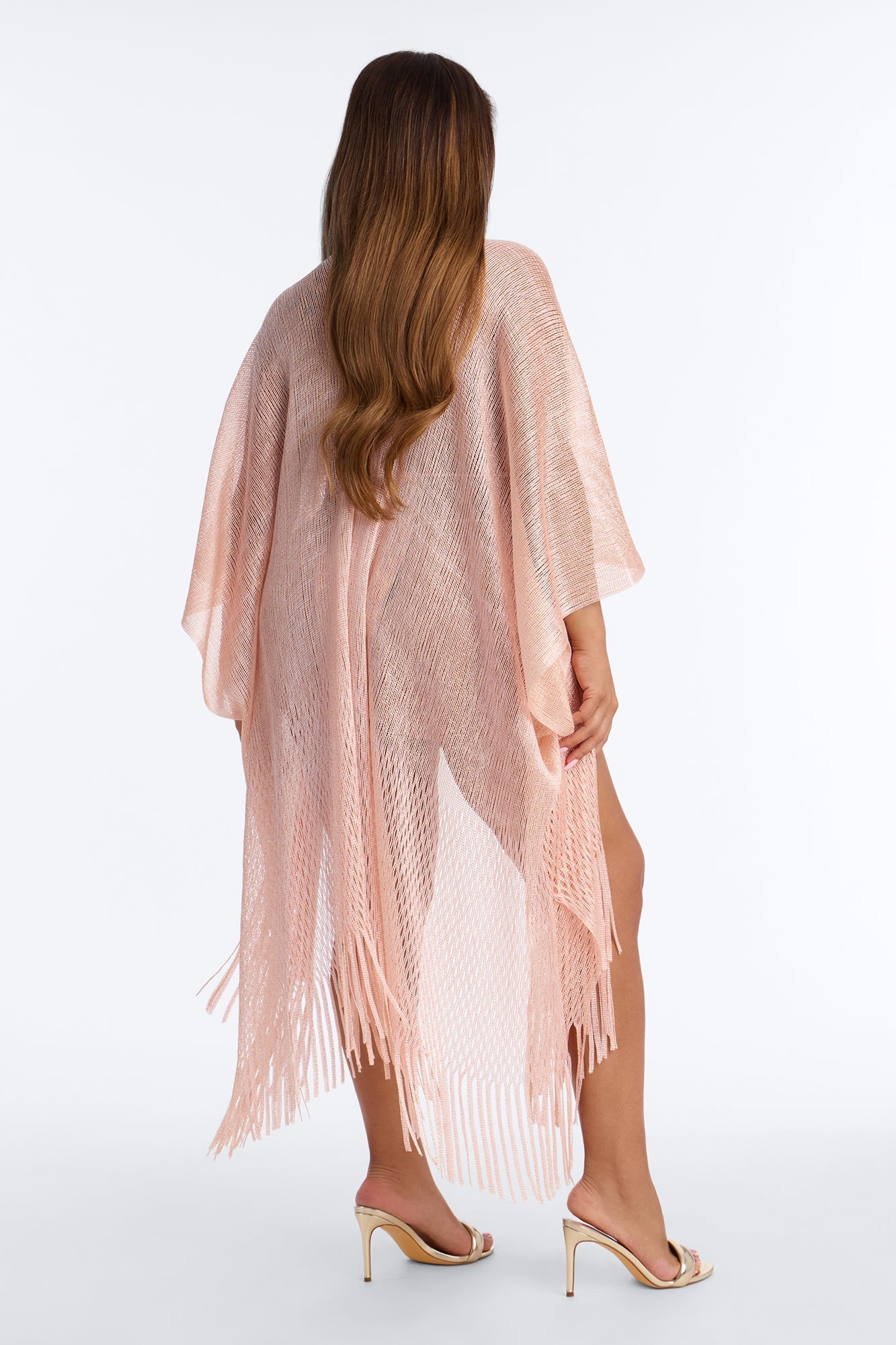 Corrine Shimmer Swim Cover Up Kimono - Rose Gold