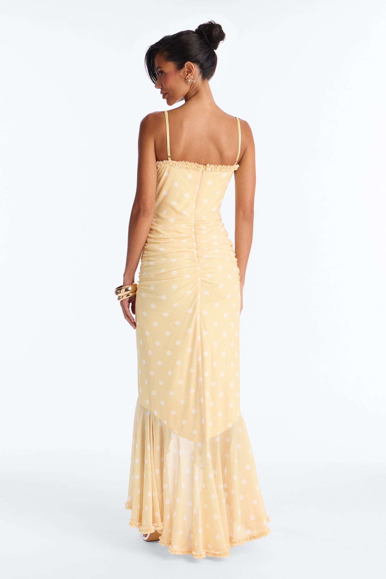 Paige Polka Dot Mesh Maxi Dress - Yellow/combo