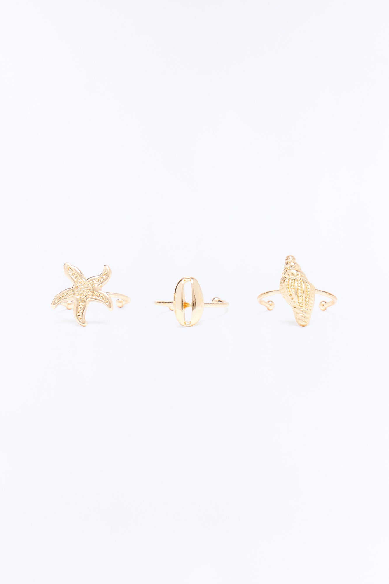 Sandy Toes 3 Piece Toe Ring Set - Gold