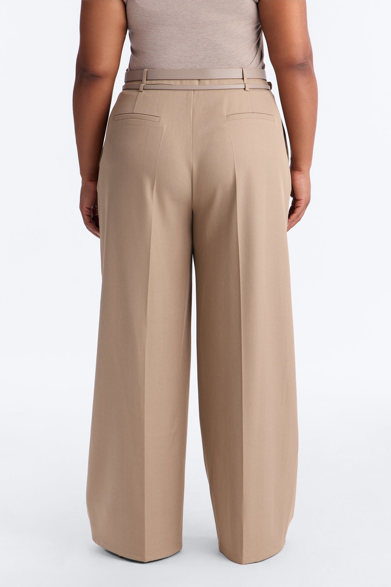 Geraldine Belted Wide Leg Trousers 33″ - Camel