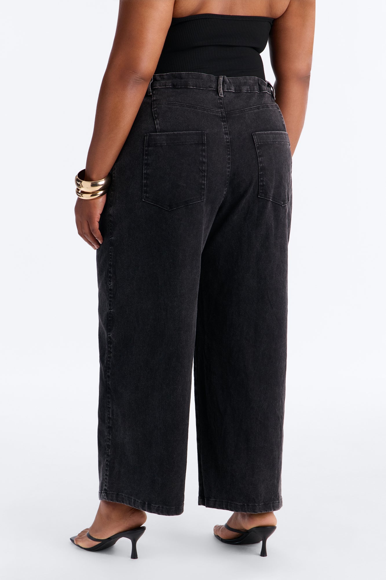 Georgie Washed Twill Barrel Leg Pant 33″ - Black Fashion Nova