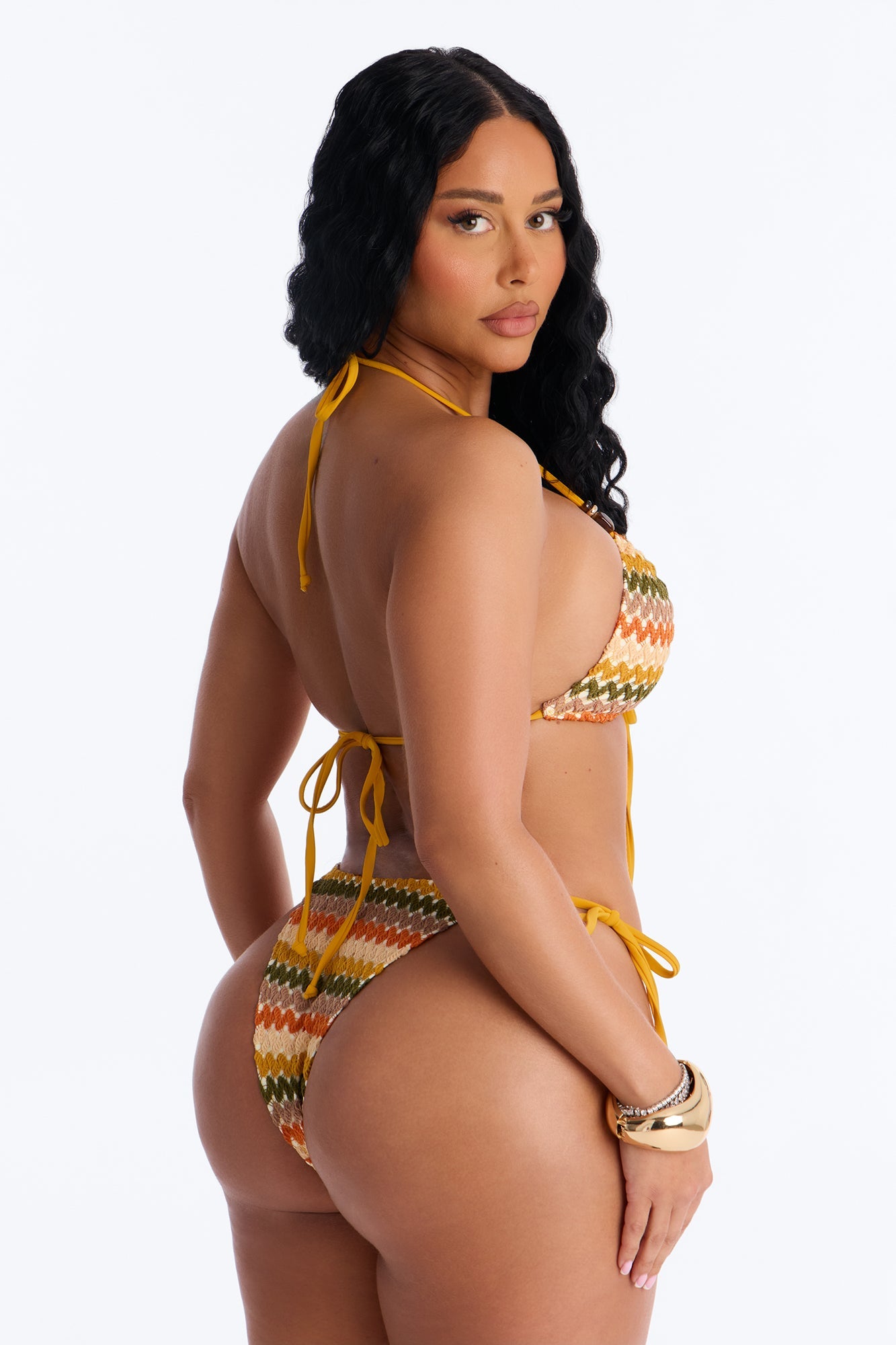 Baddie Alert 2 Piece Crochet Bralette Bikini Set - Multi Color