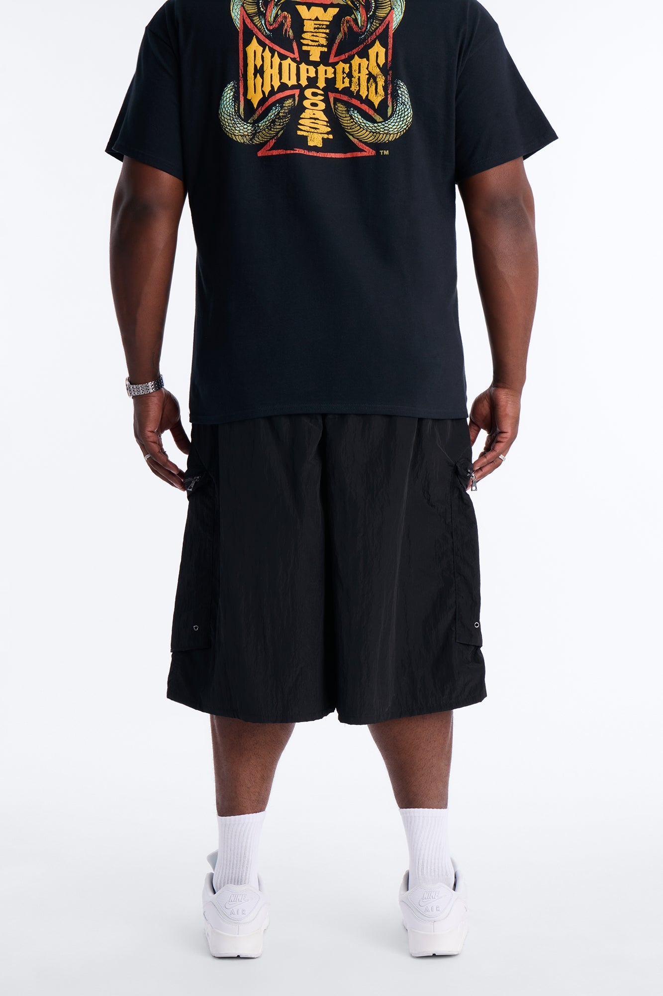 Baggy Oversized Pockets Tech Short - Black